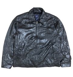 Gap leather hot sale jacket mens