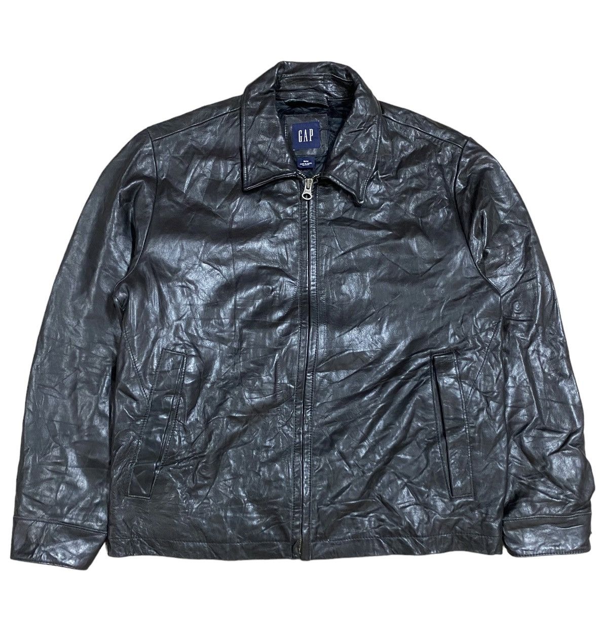 image of Vtgy2K Gap Zip Leather Jacket Size M in Black, Men's