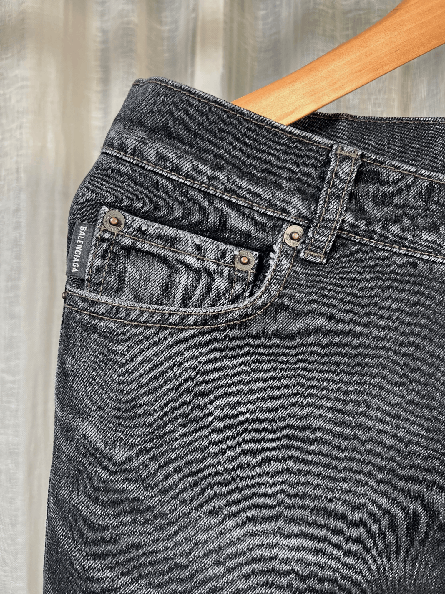 Balenciaga S/S 2018 Washed Black Denim Size US 30 / EU 46 - 3 Thumbnail