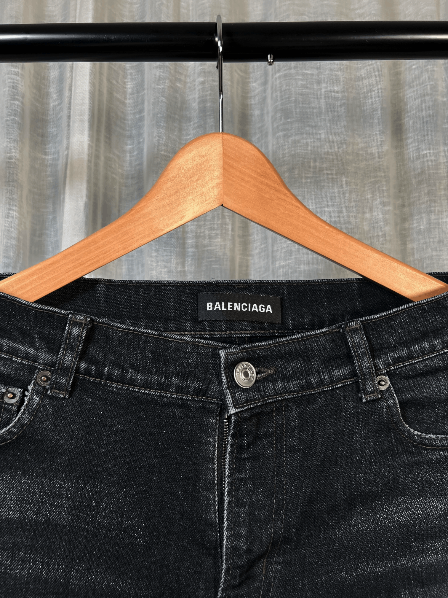 Balenciaga S/S 2018 Washed Black Denim Size US 30 / EU 46 - 2 Thumbnail