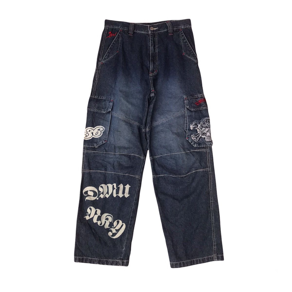 image of Drunkn Munky x Jnco Drunky Munky Baggy Loose Hiphop Style Multiple Pocket in Black, Men's (Size 29)