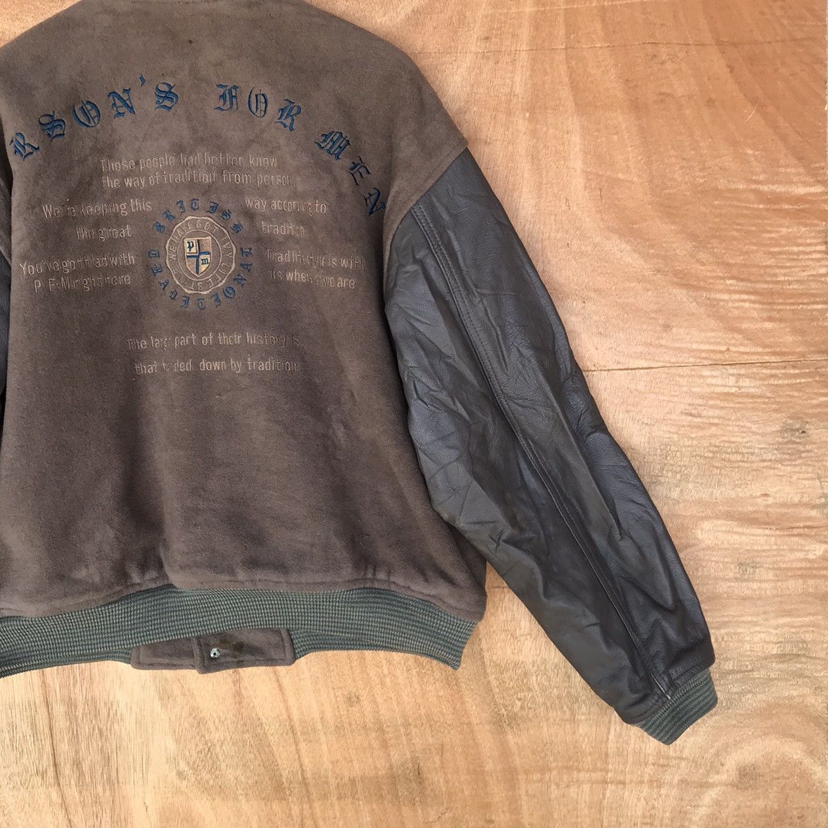 PERSON'S Vintage Distressed Varsity Persons for men leather sleeve Size US M / EU 48-50 / 2 - 9 Thumbnail