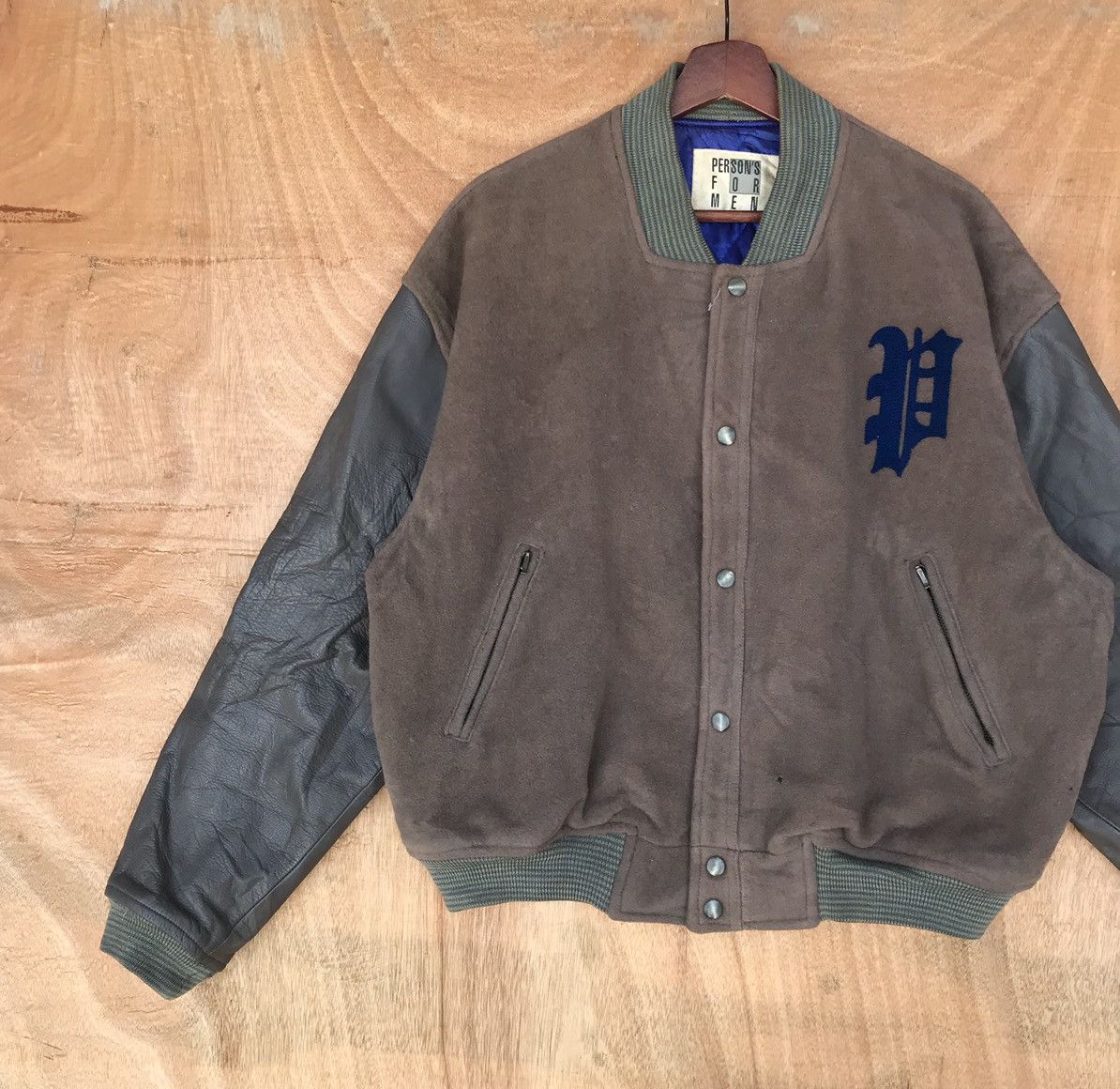 PERSON'S Vintage Distressed Varsity Persons for men leather sleeve Size US M / EU 48-50 / 2 - 3 Thumbnail
