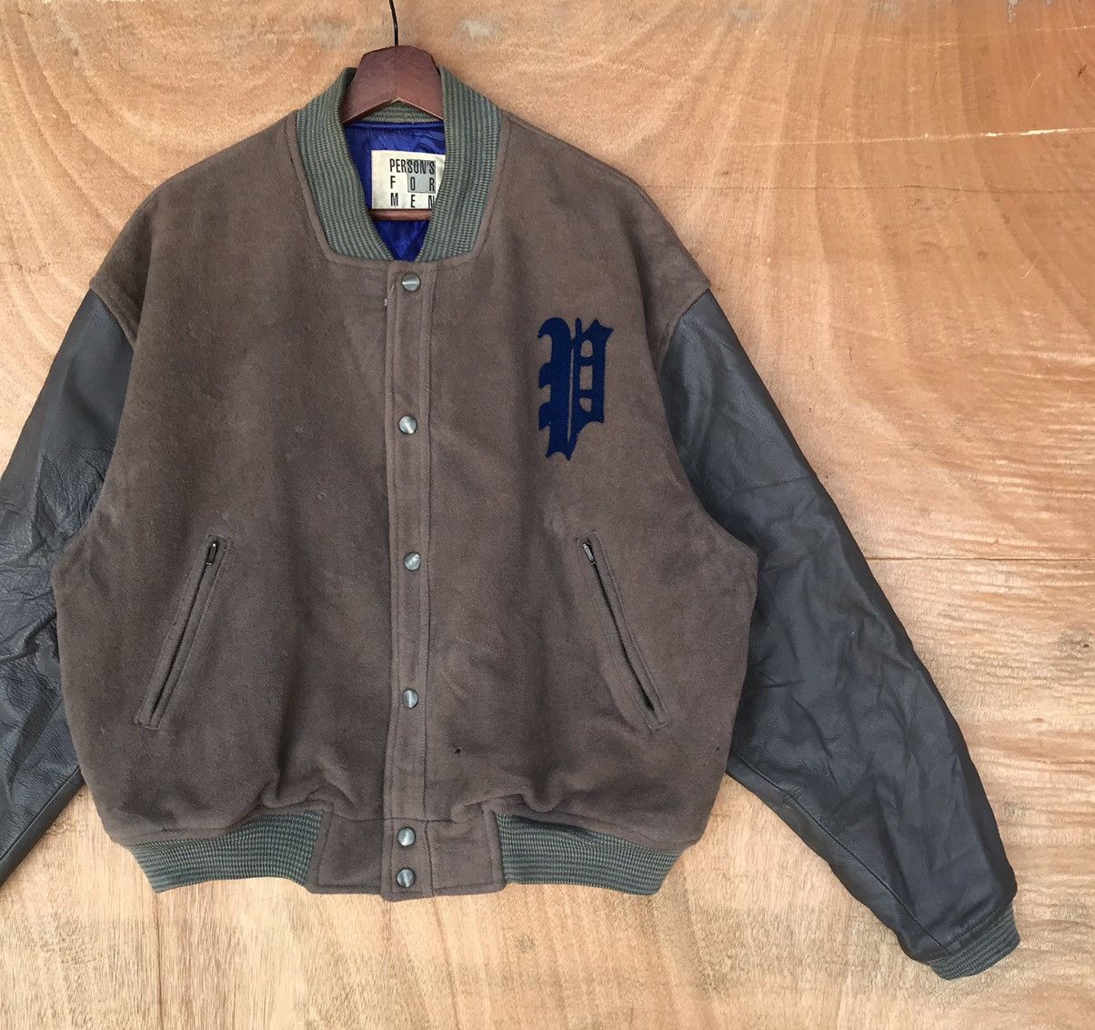 PERSON'S Vintage Distressed Varsity Persons for men leather sleeve Size US M / EU 48-50 / 2 - 4 Thumbnail