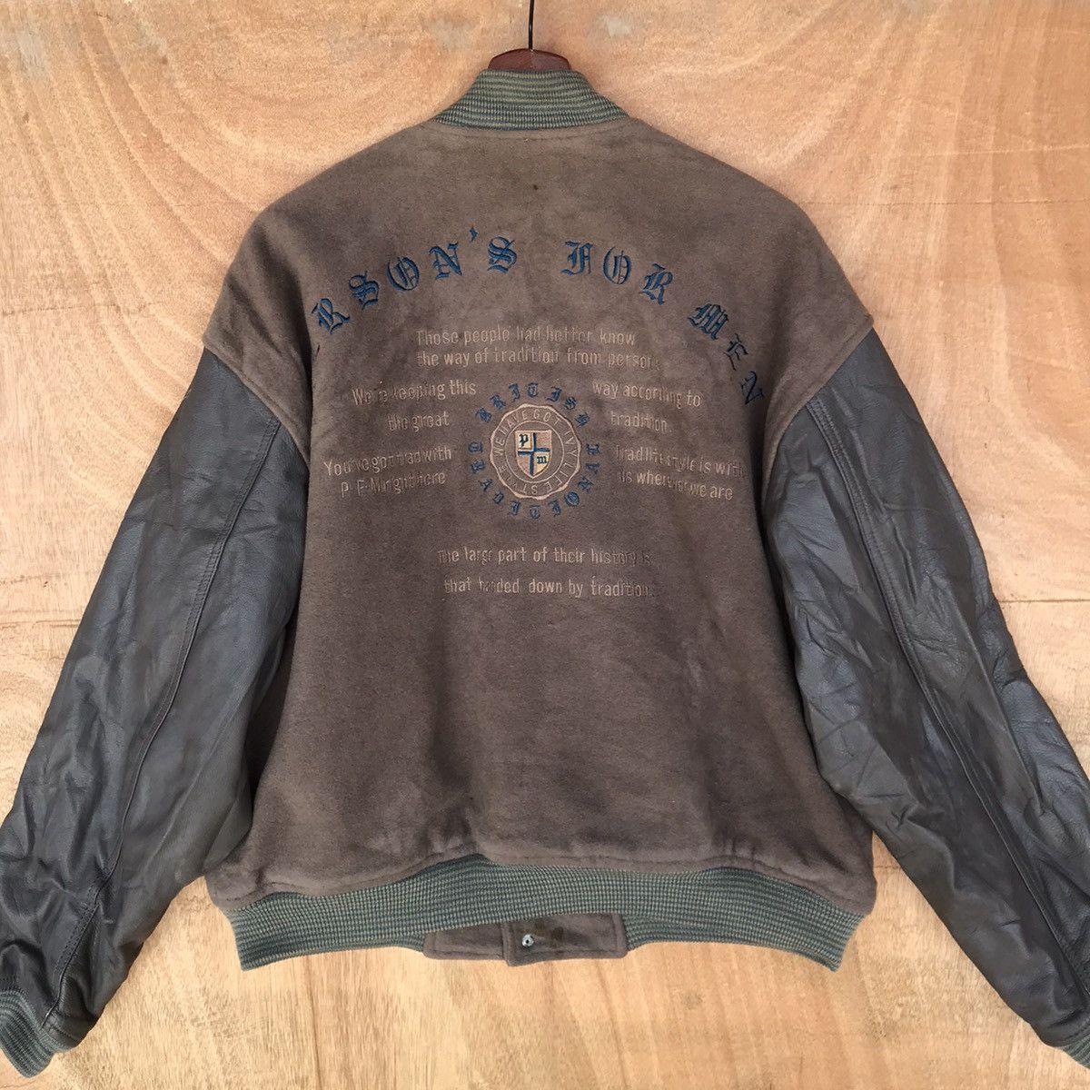 PERSON'S Vintage Distressed Varsity Persons for men leather sleeve Size US M / EU 48-50 / 2 - 7 Thumbnail