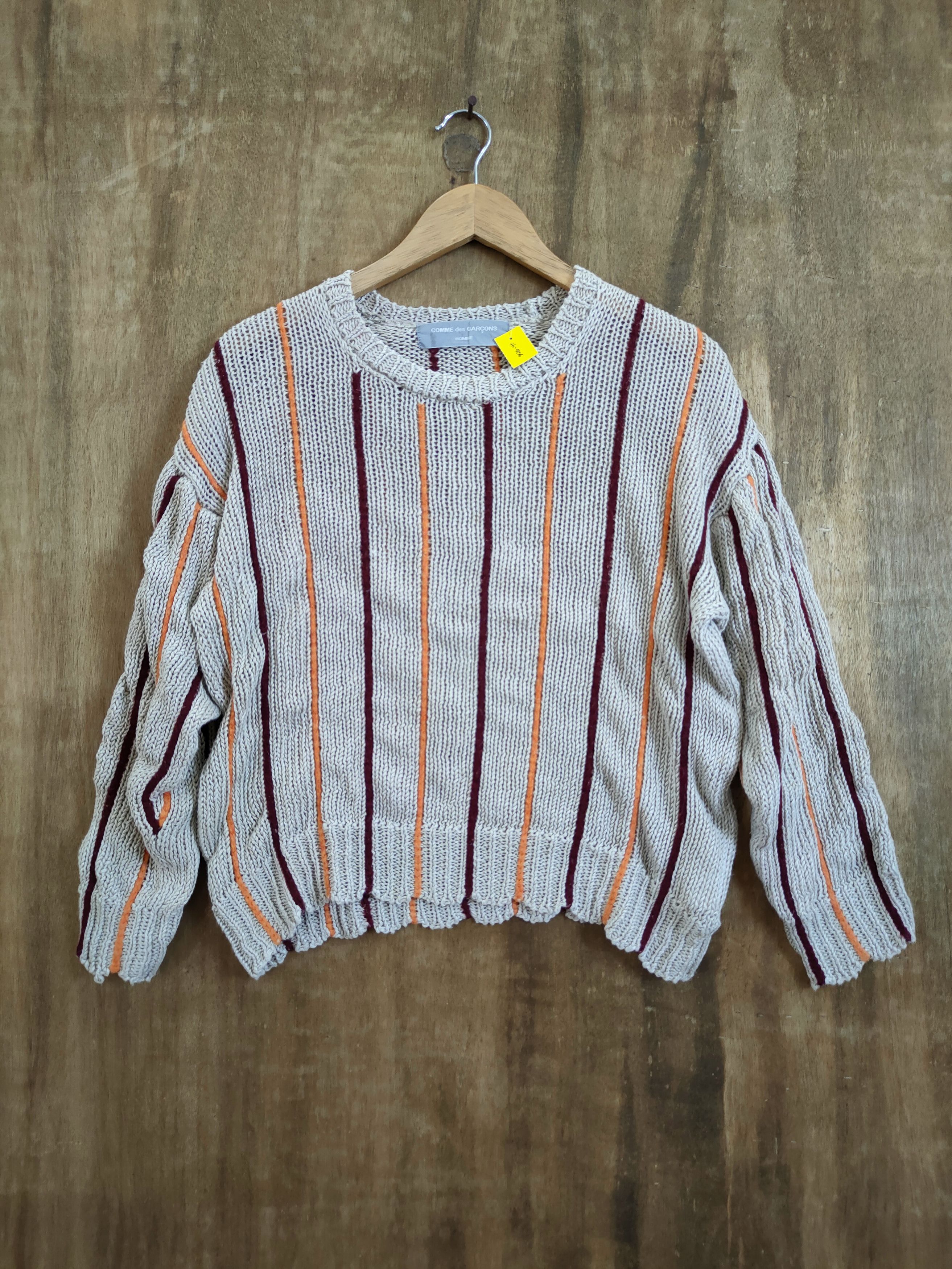 image of Coloured Cable Knit Sweater x Comme Des Garcons Comme Des Garcon Homme Stripe Knitwear Dl 46-906 in