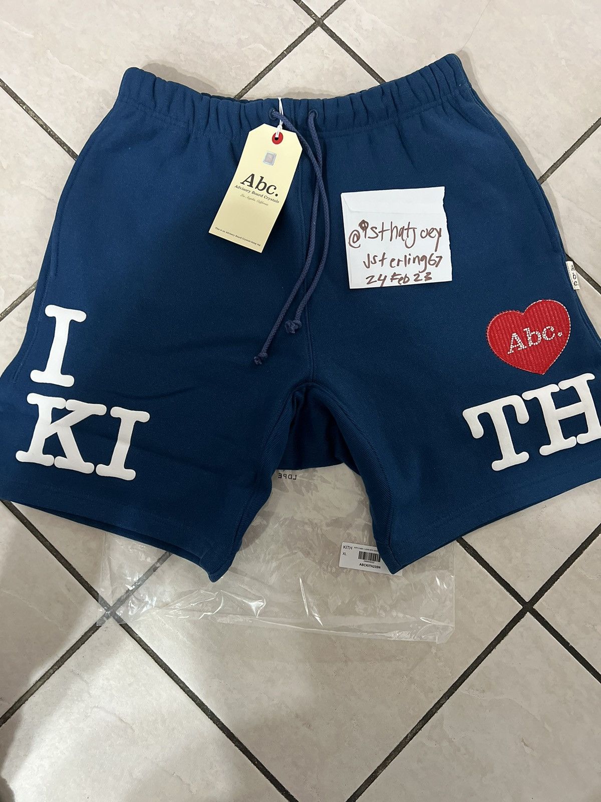 image of Advisory Board Crystals I Love Kith Shorts Size XL in Blue, Men's