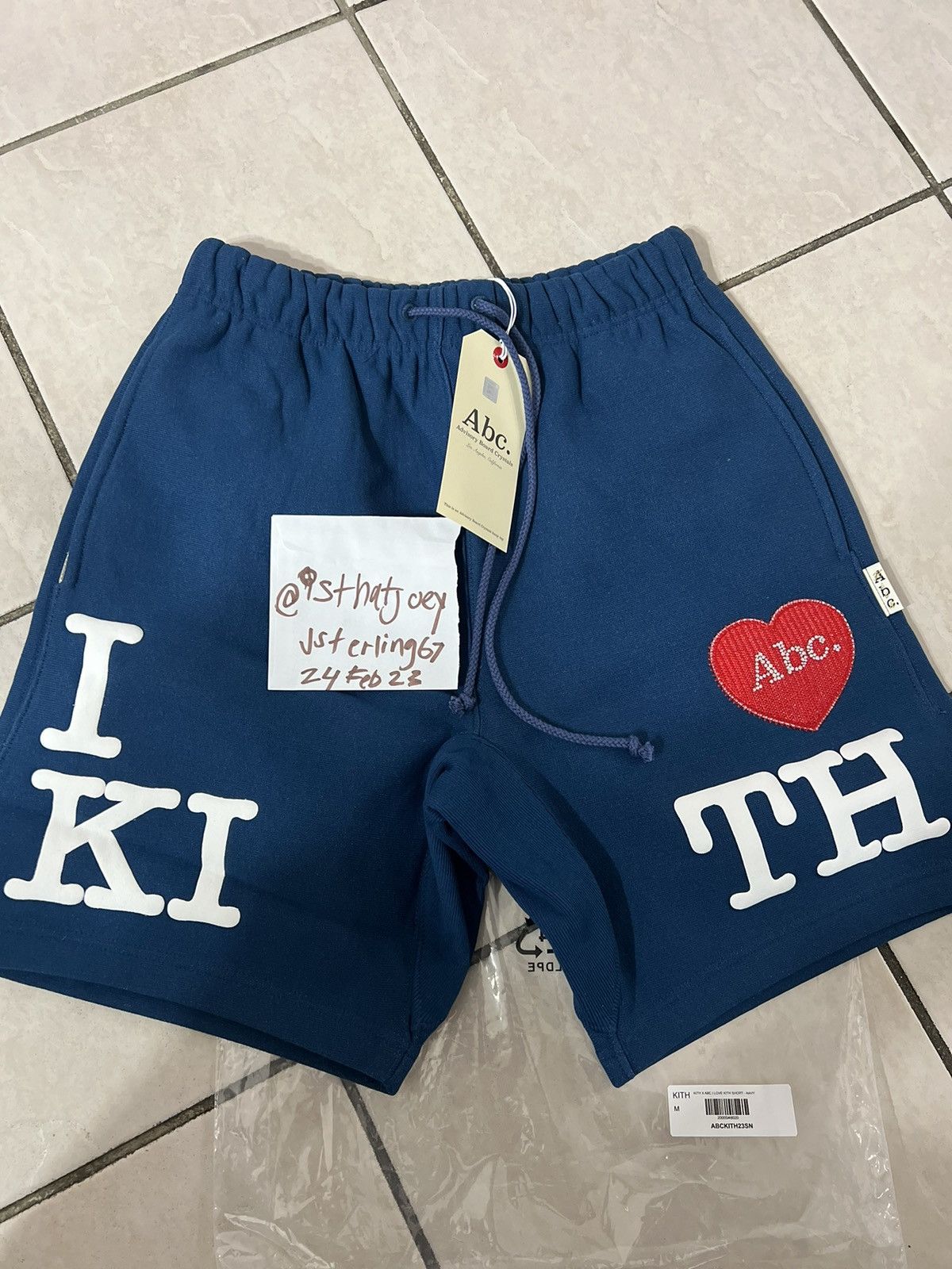 image of Advisory Board Crystals I Love Kith Shorts Size M in Blue, Men's