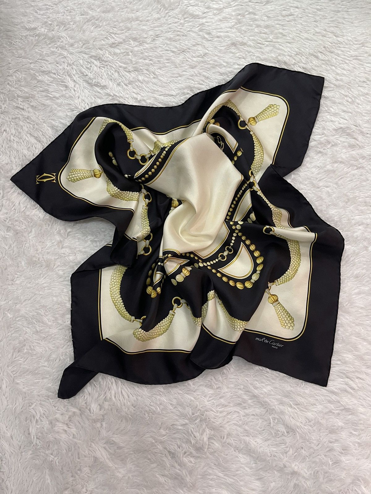 Cartier Vintage Cartier Luxury Silk Scarves Size ONE SIZE - 2 Thumbnail