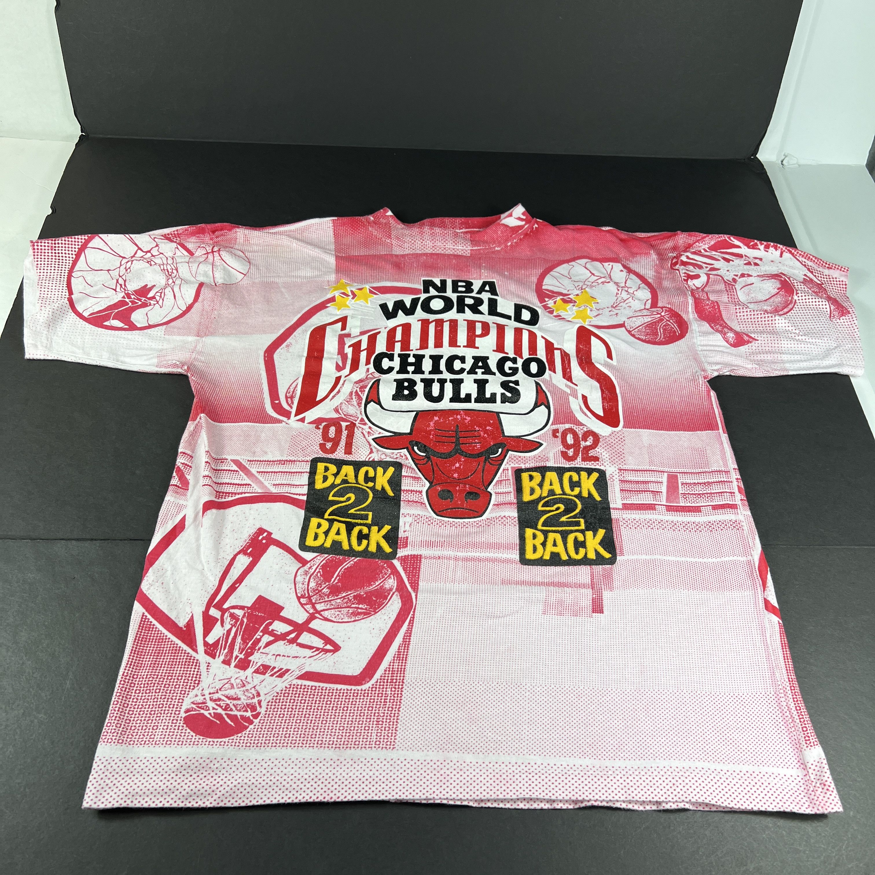 VTG 1992 NBA Champs Chicago Bulls AOP Shirt Single Stitch