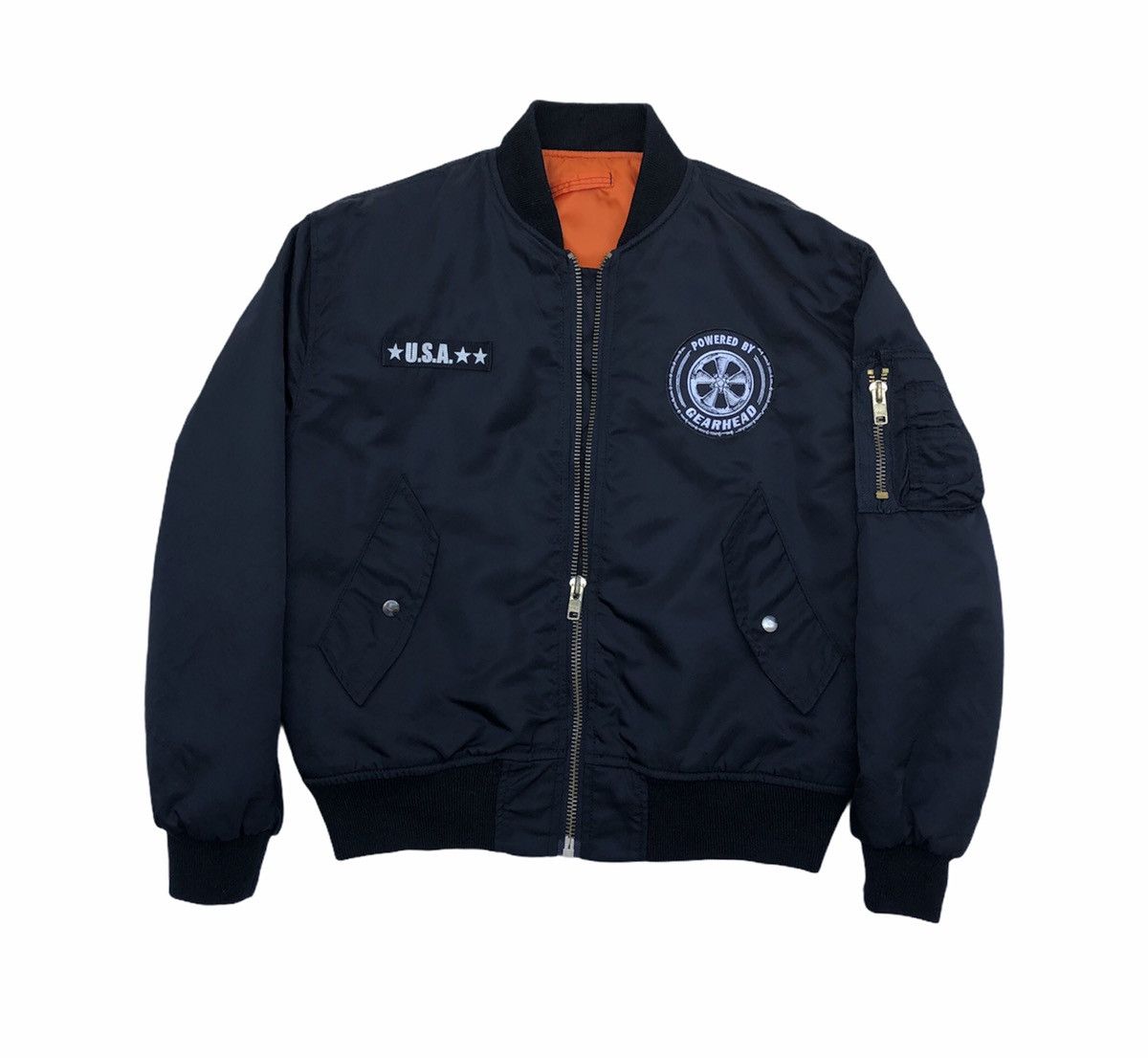 Vintage 🔥Vintage U. S. A Powered By Gearhead Patches Bomber Jacket Size US L / EU 52-54 / 3 - 2 Thumbnail