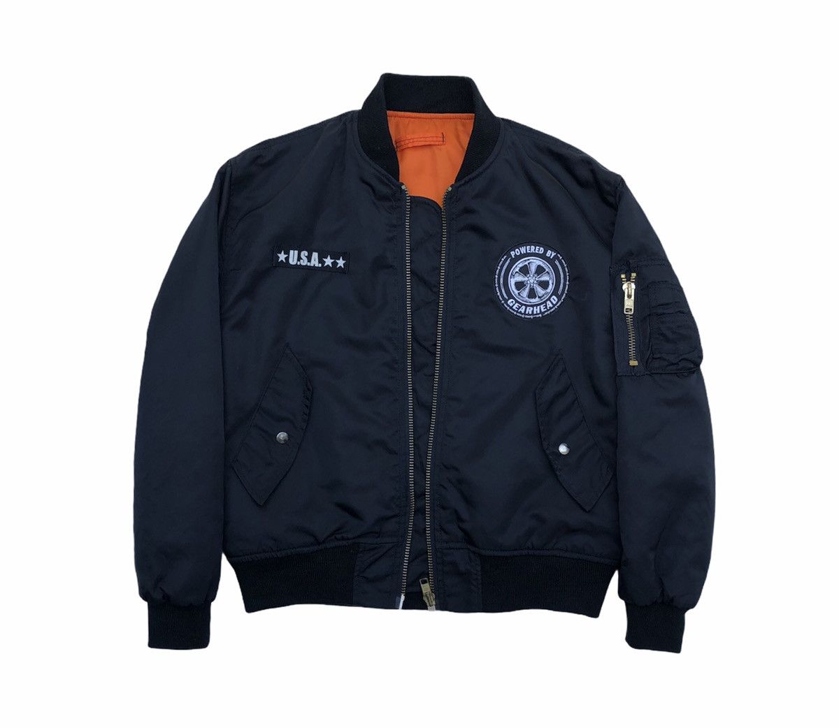 Vintage 🔥Vintage U. S. A Powered By Gearhead Patches Bomber Jacket Size US L / EU 52-54 / 3 - 1 Thumbnail