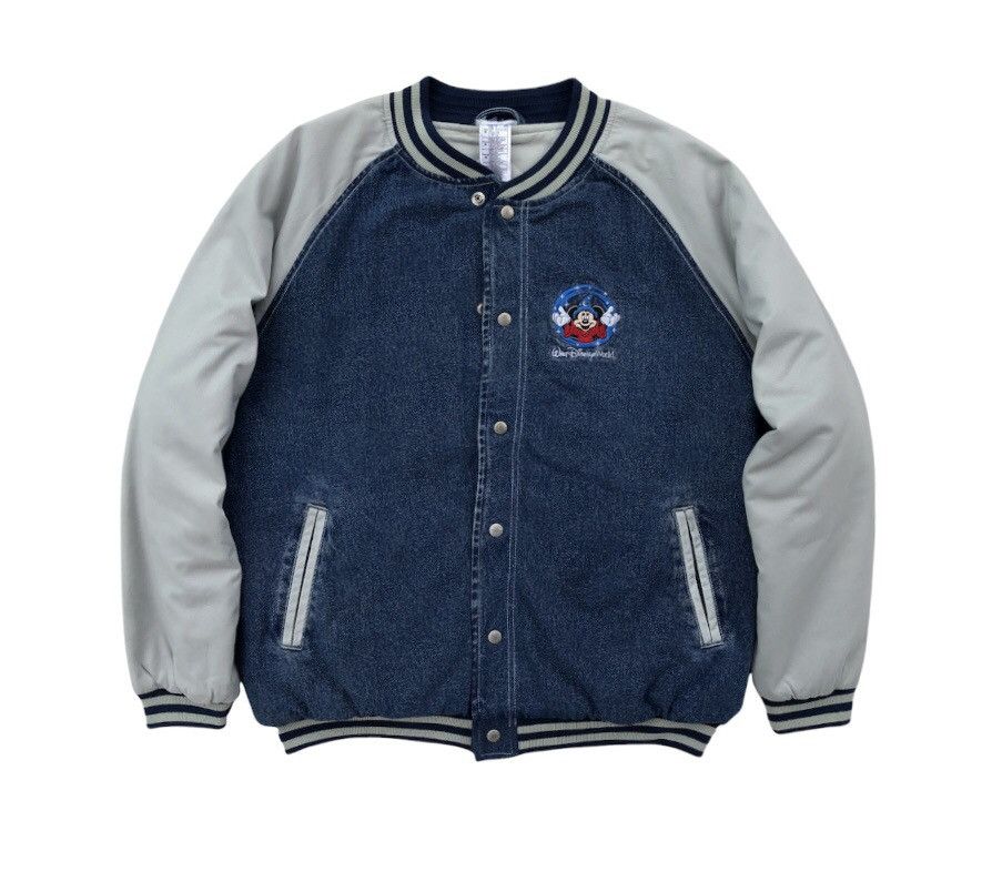 Disney 90s Walt Disney World Embroidery Logo Denim Varsity Jacket Size US XL / EU 56 / 4 - 5 Thumbnail