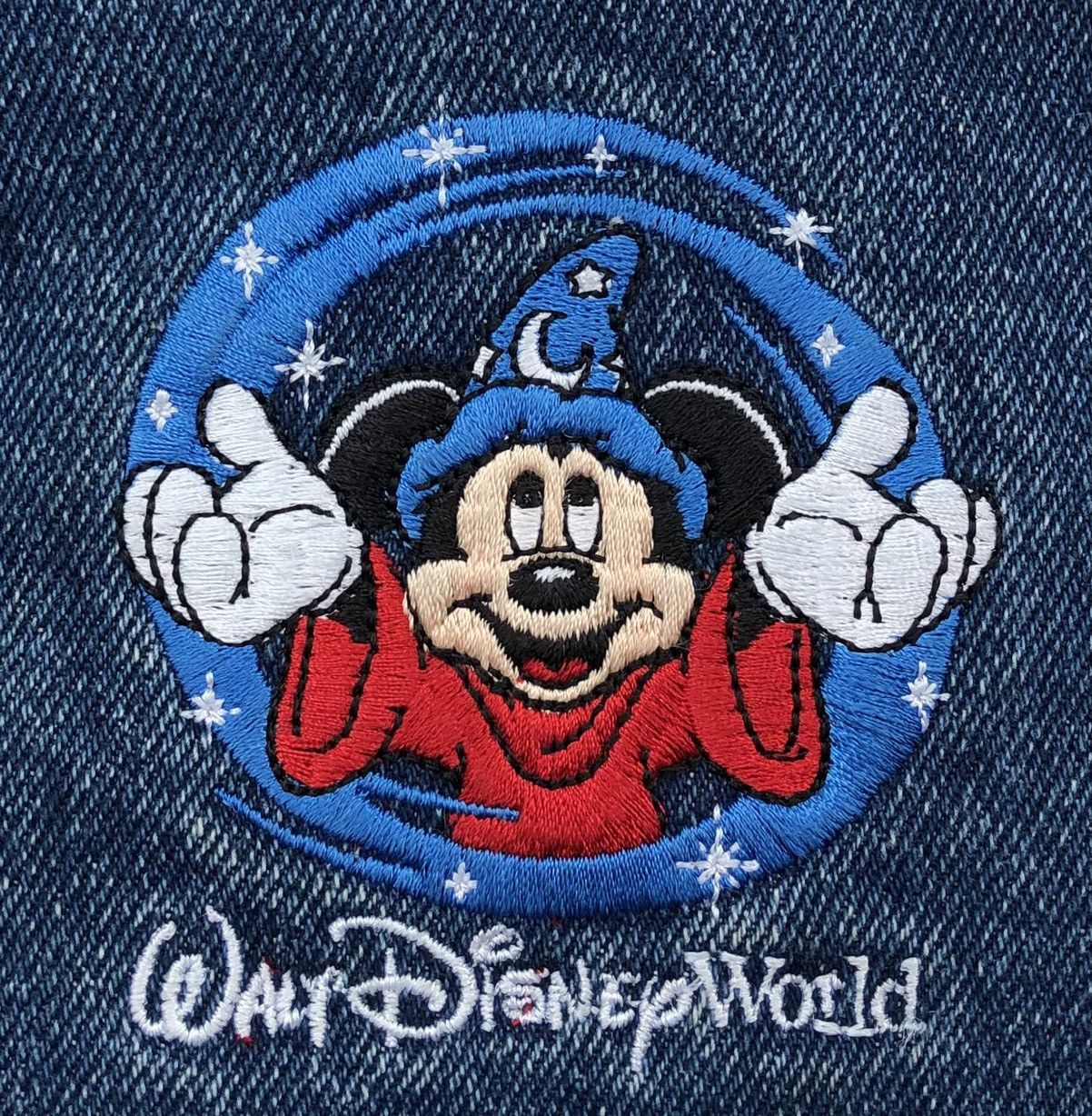 Disney 90s Walt Disney World Embroidery Logo Denim Varsity Jacket Size US XL / EU 56 / 4 - 7 Thumbnail