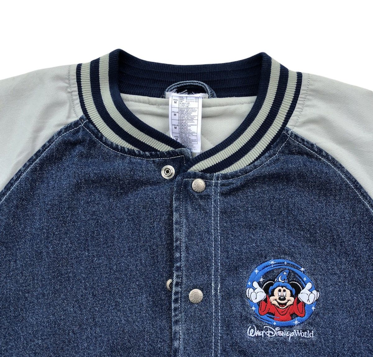 Disney 90s Walt Disney World Embroidery Logo Denim Varsity Jacket Size US XL / EU 56 / 4 - 10 Thumbnail