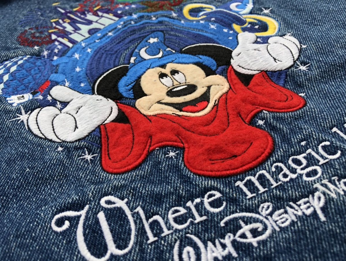 Disney 90s Walt Disney World Embroidery Logo Denim Varsity Jacket Size US XL / EU 56 / 4 - 9 Thumbnail