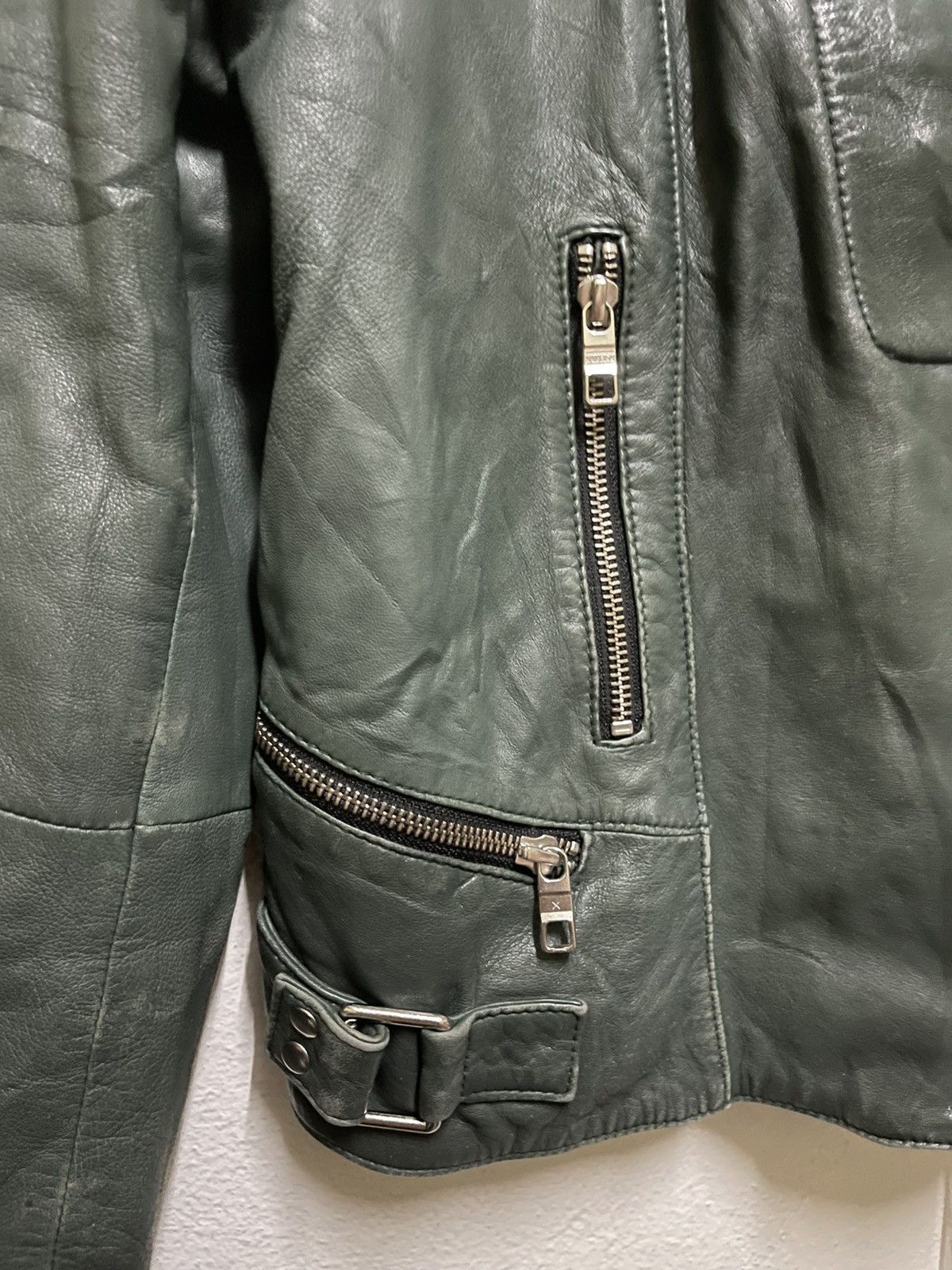 CLOSED Rare Green Perfecto Lamb Leather Jacket Size M / US 6-8 / IT 42-44 - 3 Thumbnail
