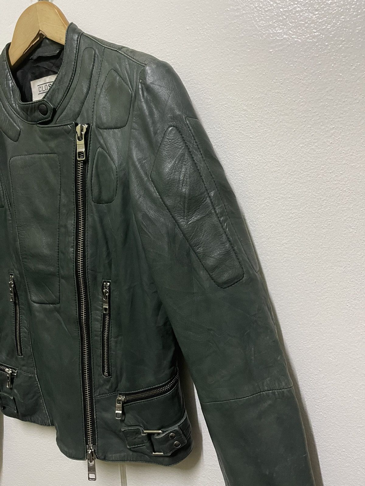 CLOSED Rare Green Perfecto Lamb Leather Jacket Size M / US 6-8 / IT 42-44 - 5 Thumbnail