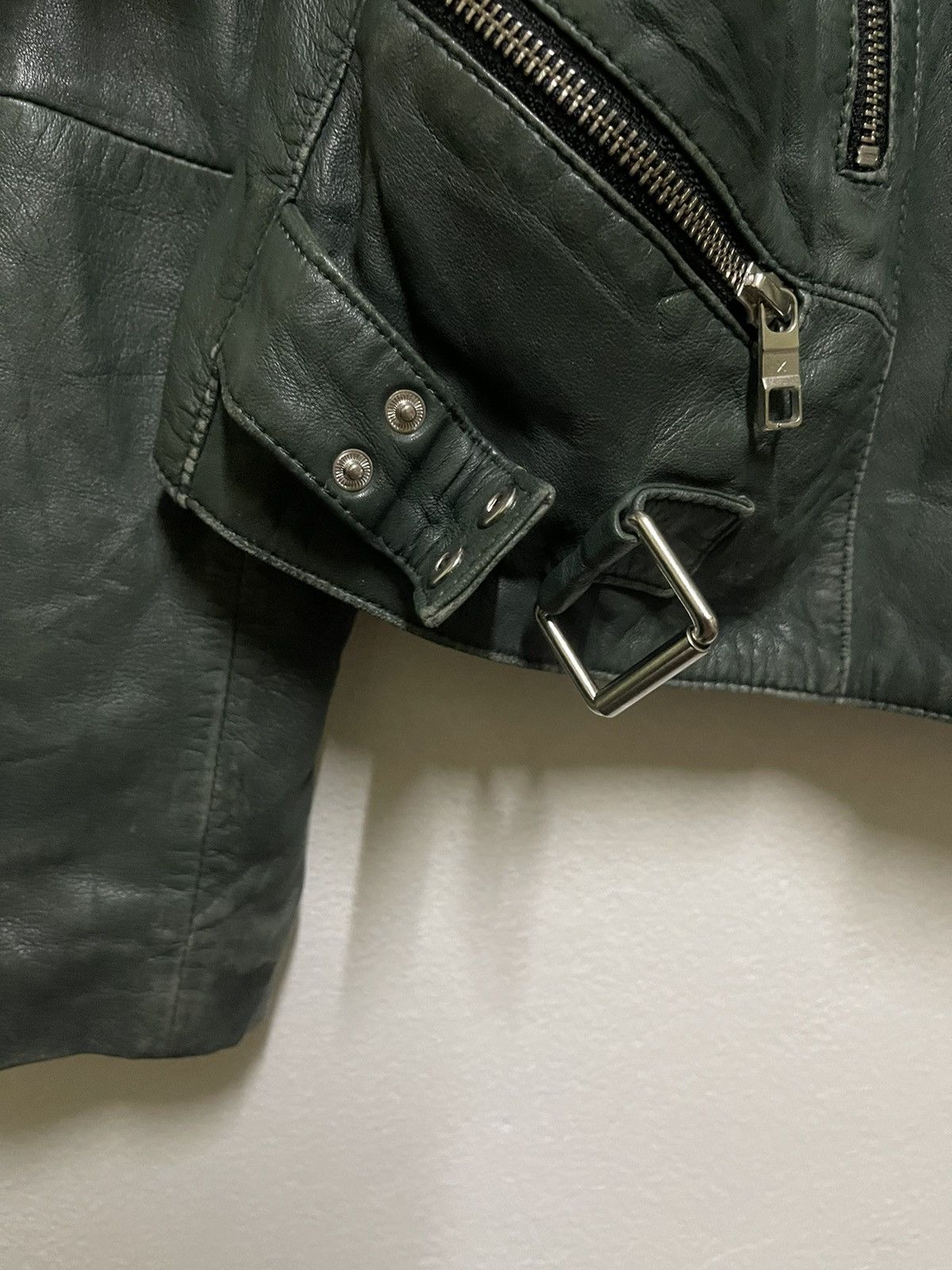 CLOSED Rare Green Perfecto Lamb Leather Jacket Size M / US 6-8 / IT 42-44 - 9 Thumbnail