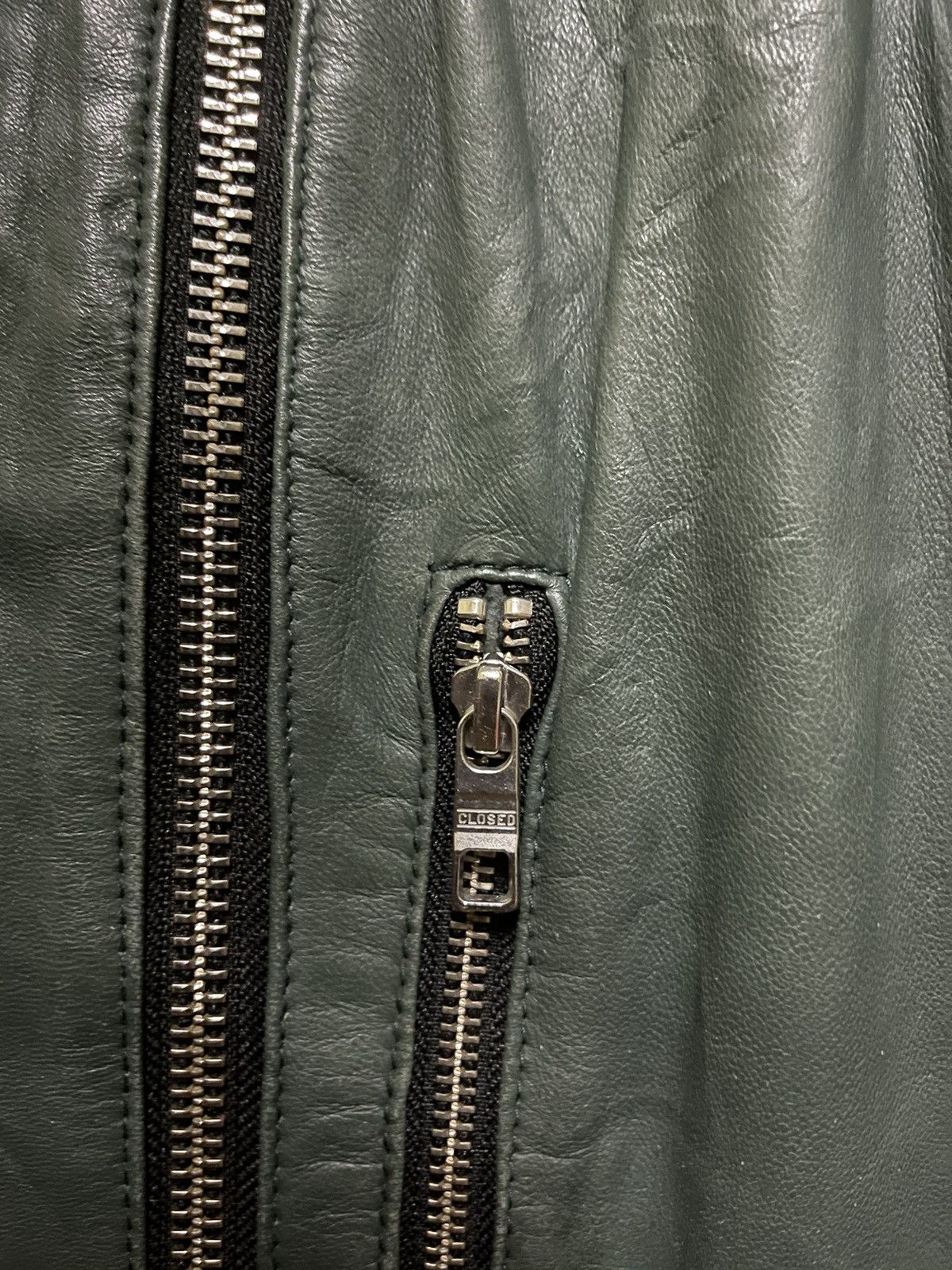 CLOSED Rare Green Perfecto Lamb Leather Jacket Size M / US 6-8 / IT 42-44 - 7 Thumbnail