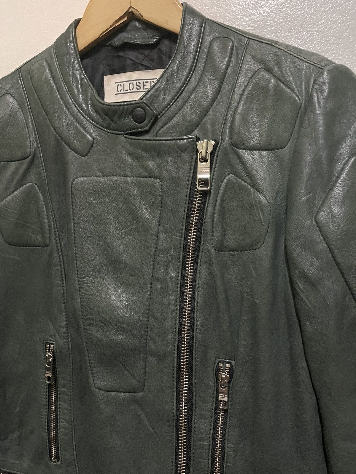 CLOSED Rare Green Perfecto Lamb Leather Jacket Size M / US 6-8 / IT 42-44 - 4 Thumbnail