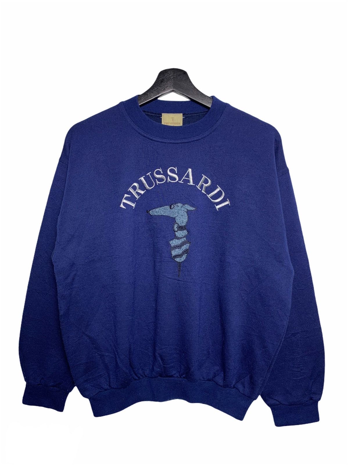 Trussardi Trussardi Big Logo Embroidered Crewneck Sweatshirt Size US S / EU 44-46 / 1 - 1 Thumbnail