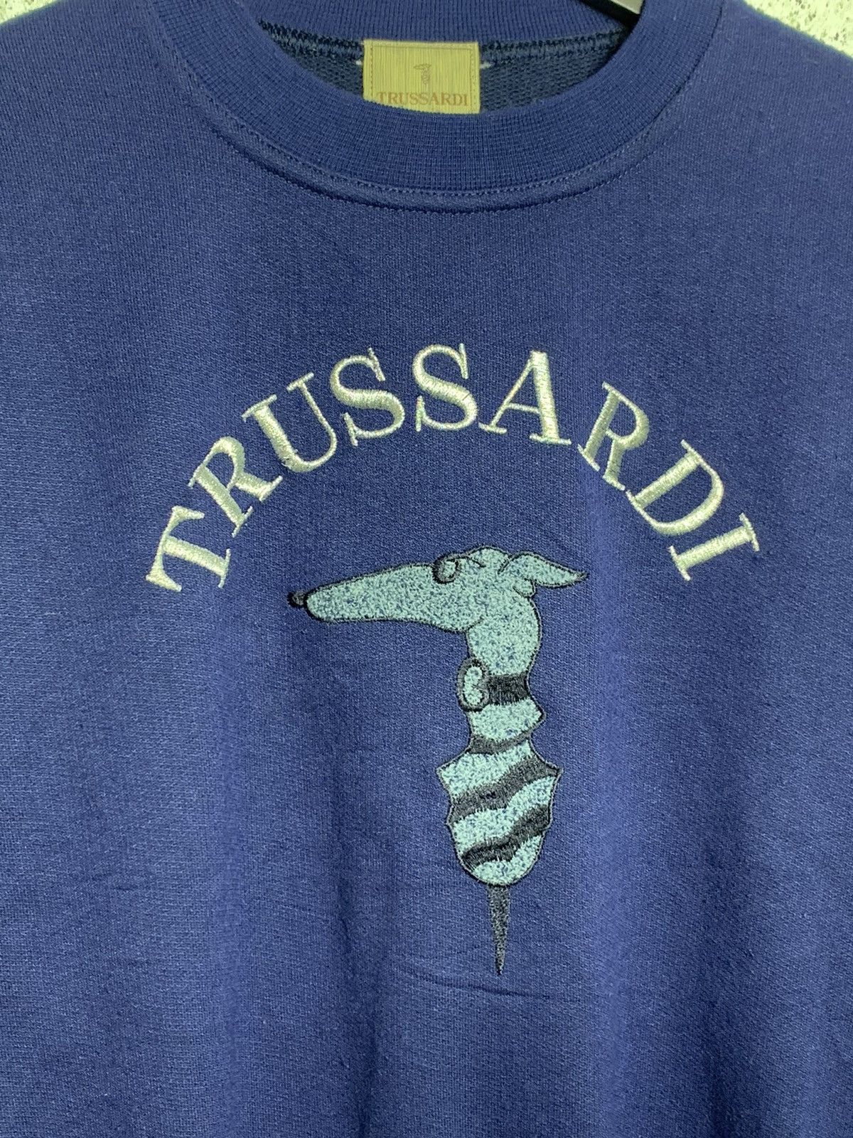 Trussardi Trussardi Big Logo Embroidered Crewneck Sweatshirt Size US S / EU 44-46 / 1 - 2 Thumbnail