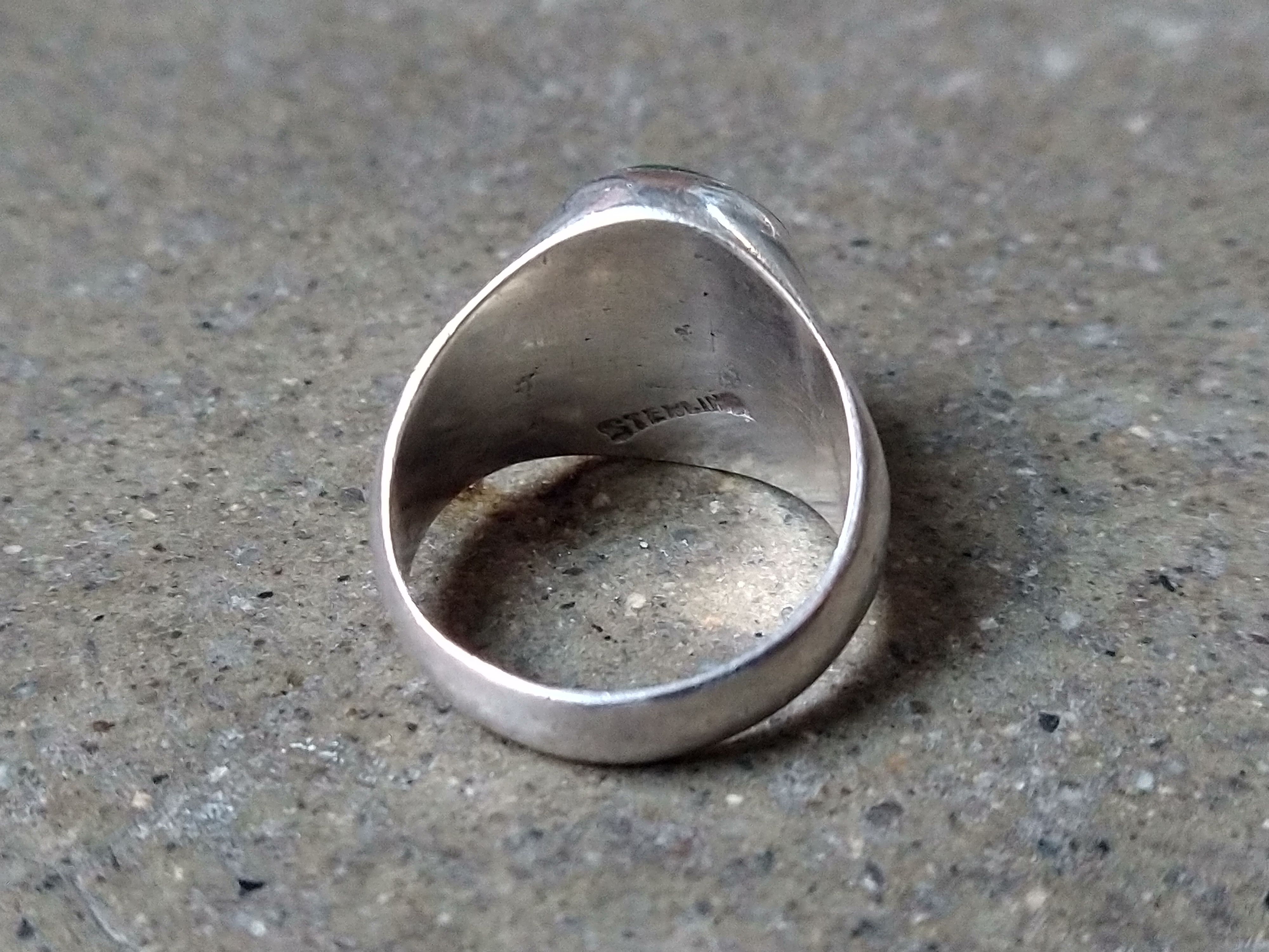 Jewelry × Sterling Silver × Vintage Vintage Sterling Silver Ring Chrysocolla Size 8.75 Blue Oval Size ONE SIZE - 6 Thumbnail