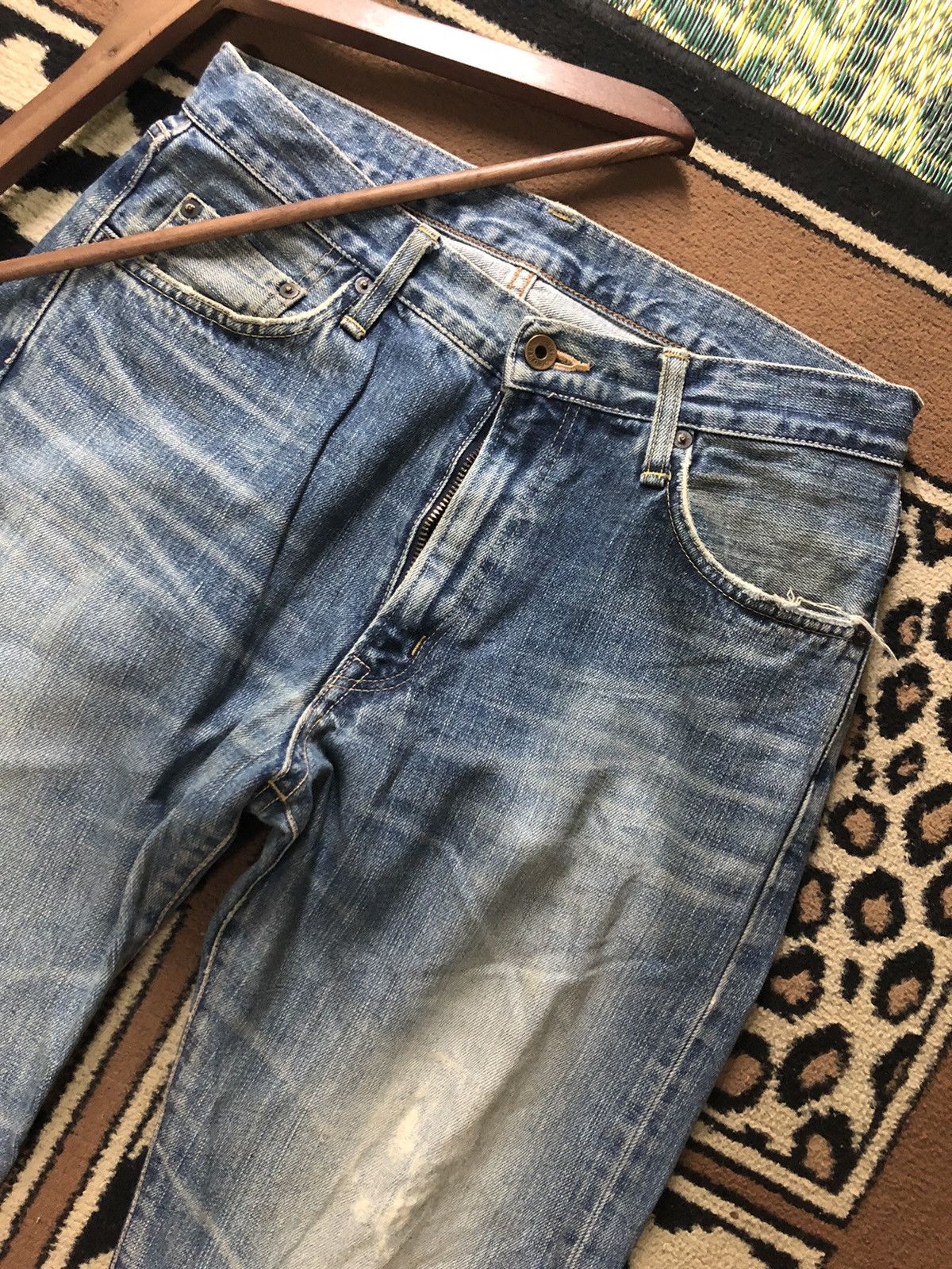 Edwin × Vintage VINTAGE SELVEDGE EDWIN 505xx WASH DISTRESSED DENIM Size US 31 - 2 Thumbnail