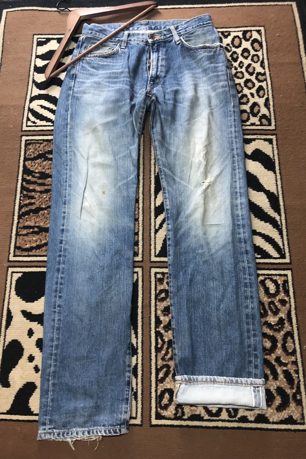 Edwin × Vintage VINTAGE SELVEDGE EDWIN 505xx WASH DISTRESSED DENIM Size US 31 - 1 Thumbnail