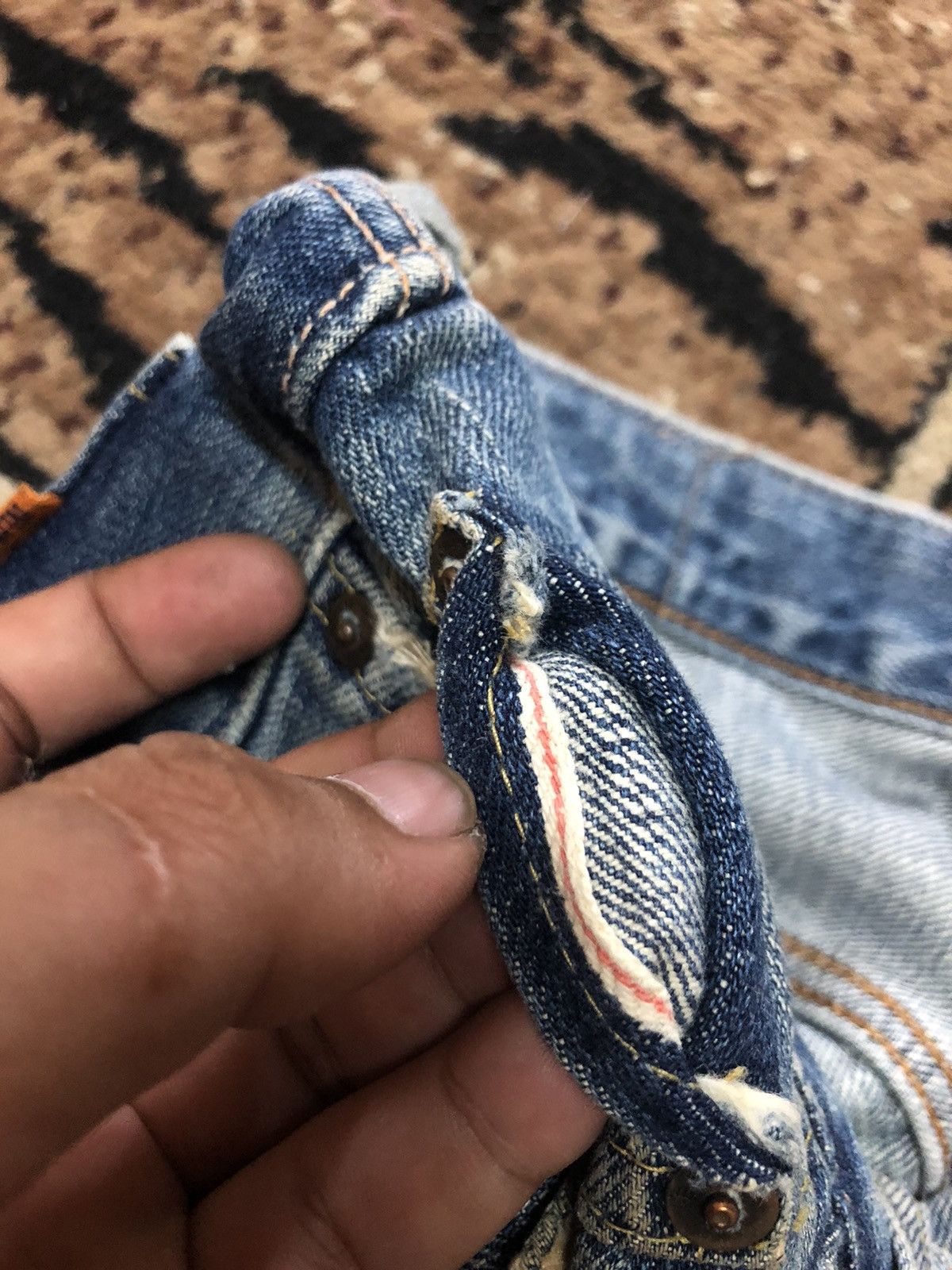 Edwin × Vintage VINTAGE SELVEDGE EDWIN 505xx WASH DISTRESSED DENIM Size US 31 - 4 Thumbnail