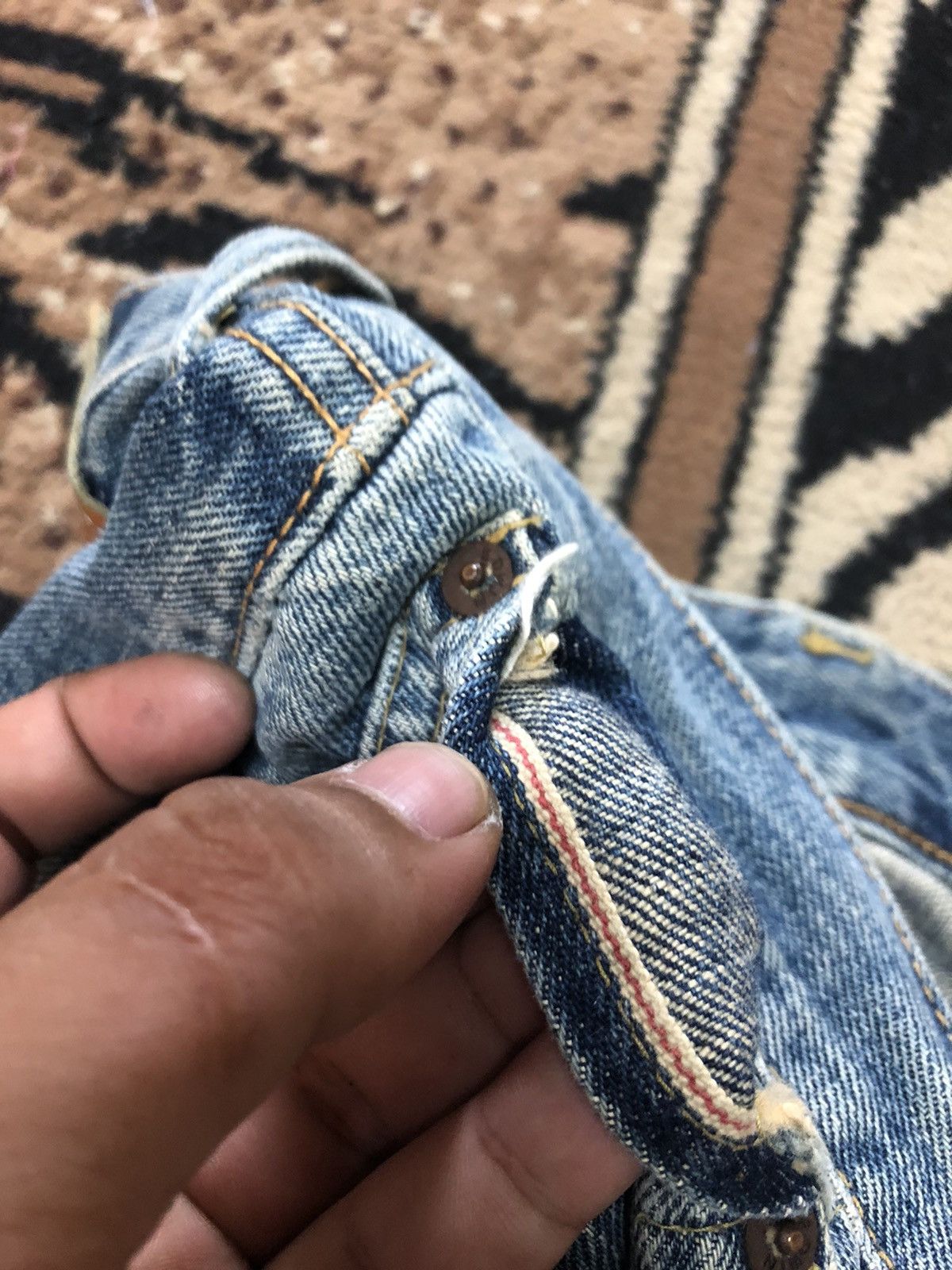 Edwin × Vintage VINTAGE SELVEDGE EDWIN 505x BLUE WASH DISTRESSED DENIM Size US 32 / EU 48 - 4 Thumbnail