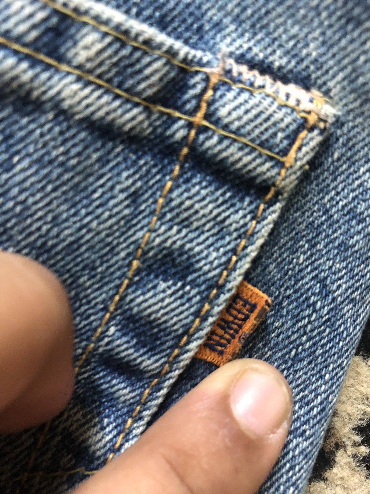 Edwin × Vintage VINTAGE SELVEDGE EDWIN 505x BLUE WASH DISTRESSED DENIM Size US 32 / EU 48 - 12 Thumbnail