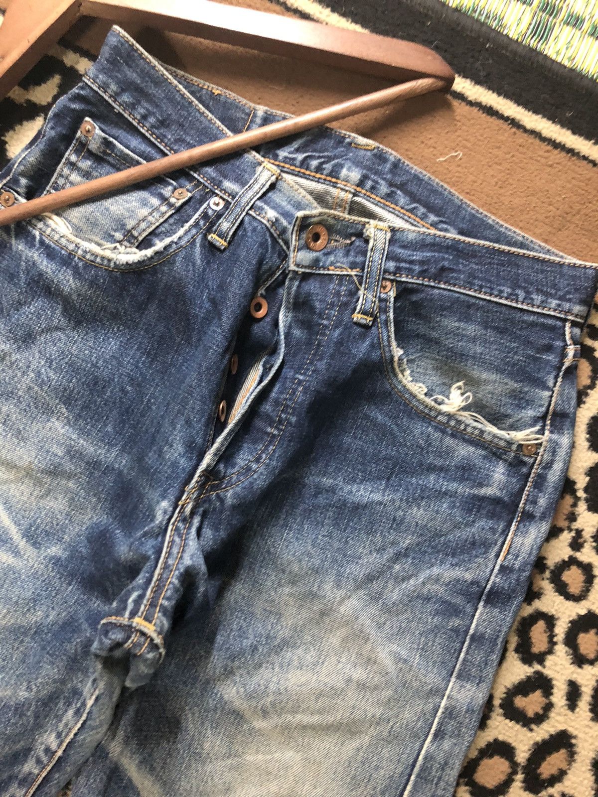 Edwin × Vintage VINTAGE SELVEDGE EDWIN 505x BLUE WASH DISTRESSED DENIM Size US 28 / EU 44 - 2 Thumbnail