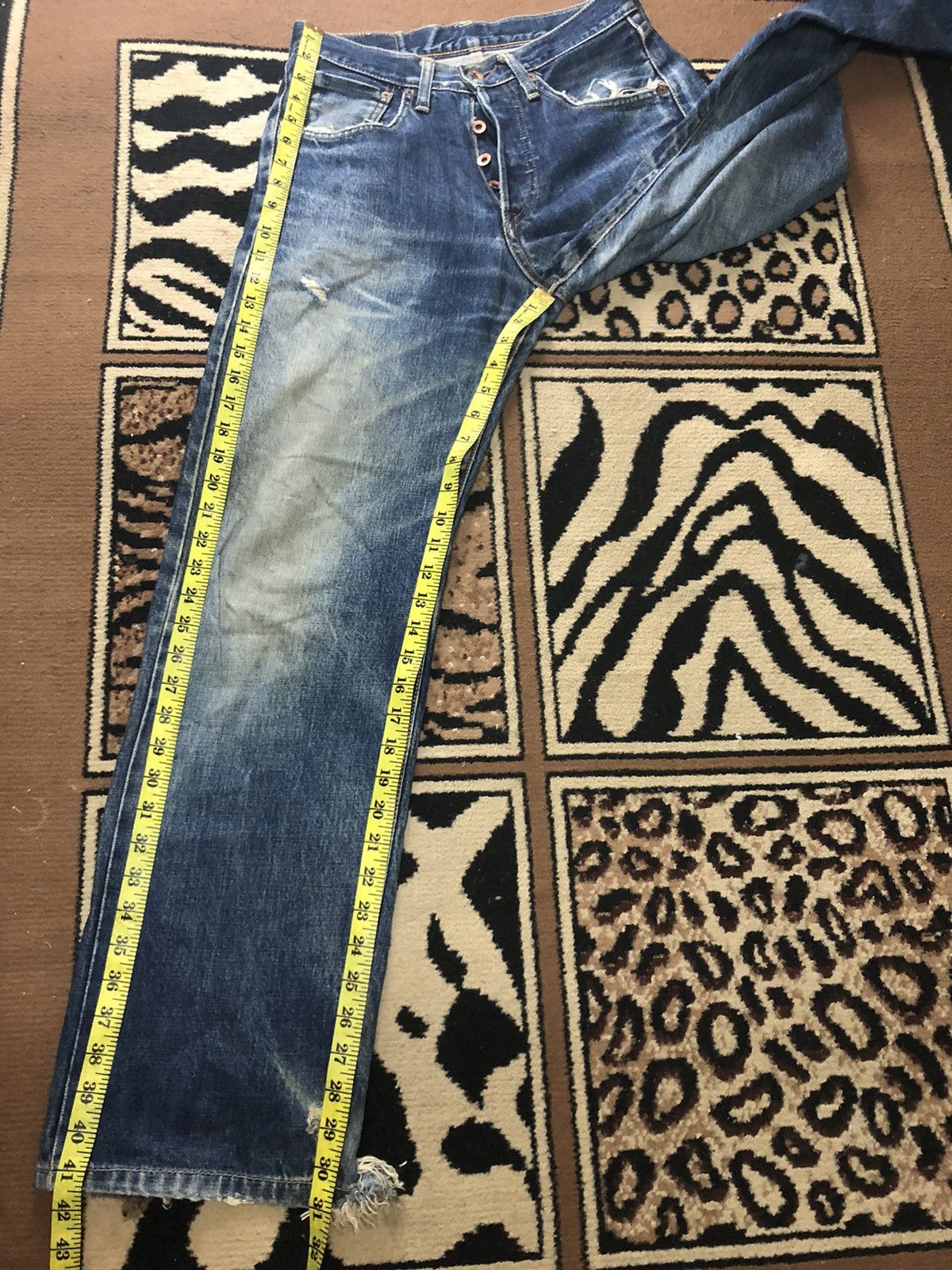 Edwin × Vintage VINTAGE SELVEDGE EDWIN 505x BLUE WASH DISTRESSED DENIM Size US 28 / EU 44 - 17 Thumbnail