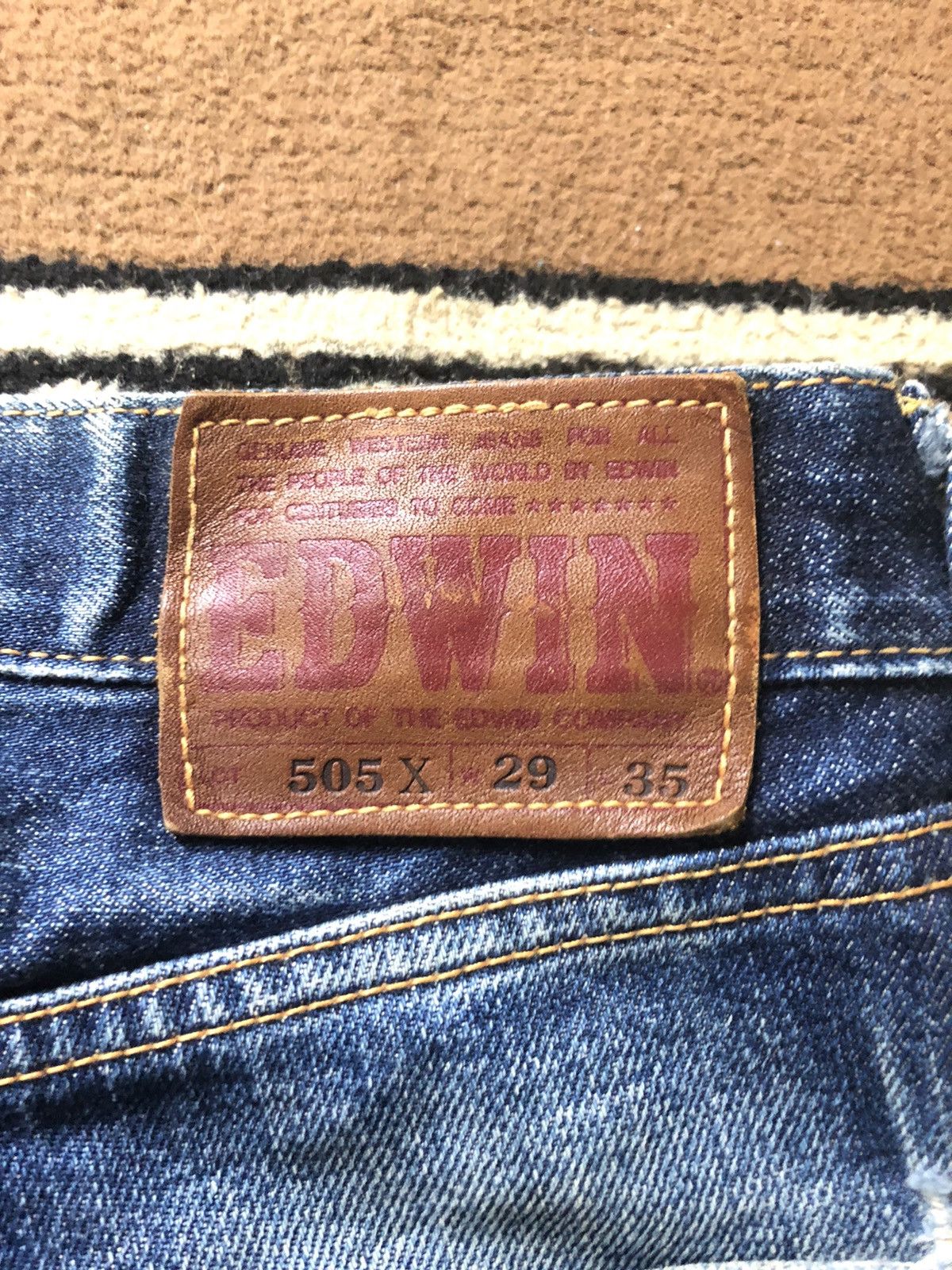 Edwin × Vintage VINTAGE SELVEDGE EDWIN 505x BLUE WASH DISTRESSED DENIM Size US 28 / EU 44 - 13 Thumbnail