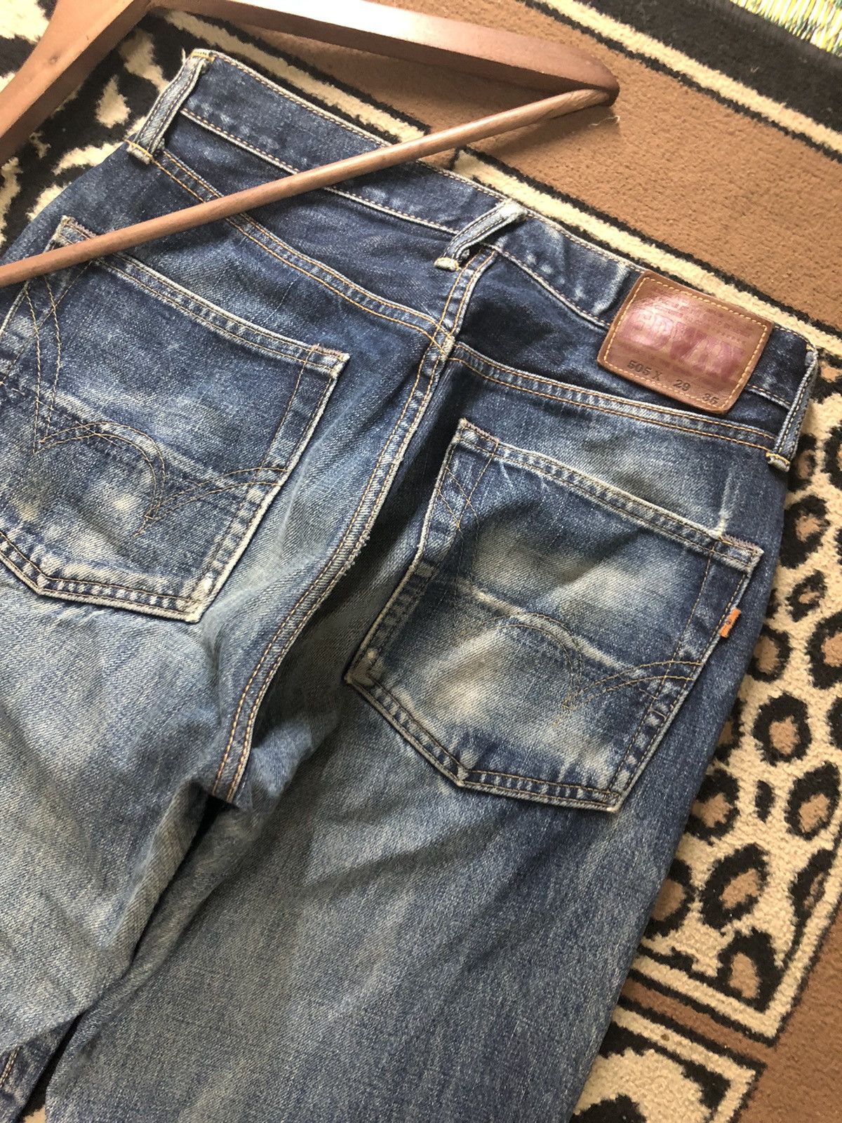 Edwin × Vintage VINTAGE SELVEDGE EDWIN 505x BLUE WASH DISTRESSED DENIM Size US 28 / EU 44 - 11 Thumbnail