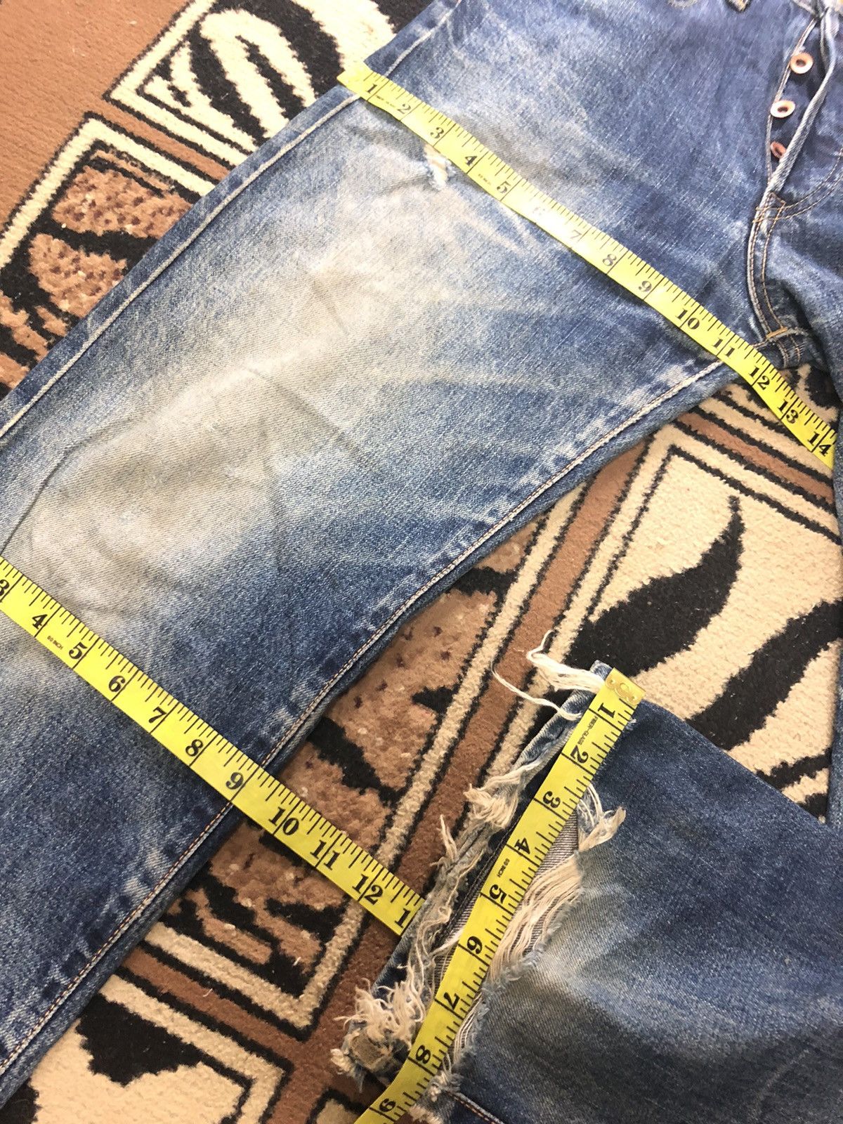Edwin × Vintage VINTAGE SELVEDGE EDWIN 505x BLUE WASH DISTRESSED DENIM Size US 28 / EU 44 - 18 Thumbnail