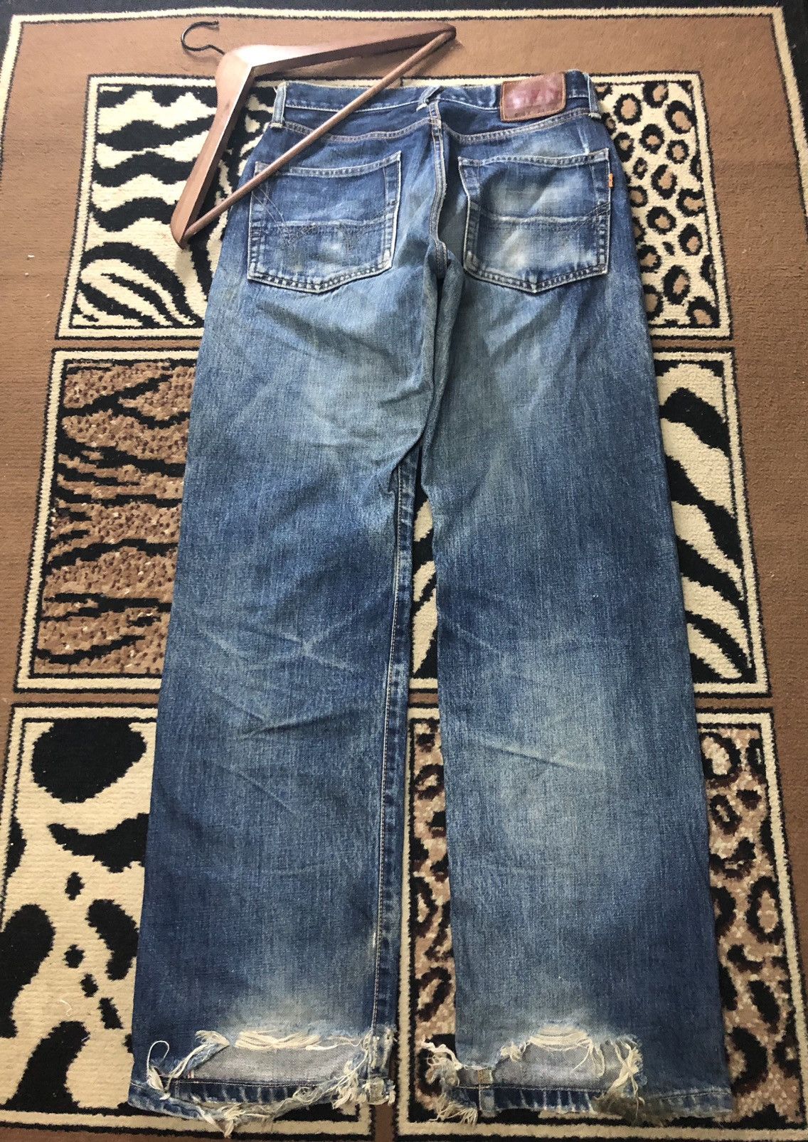 Edwin × Vintage VINTAGE SELVEDGE EDWIN 505x BLUE WASH DISTRESSED DENIM Size US 28 / EU 44 - 10 Thumbnail