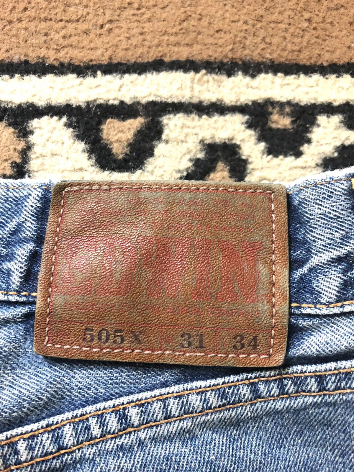 Edwin × Vintage VINTAGE SELVEDGE EDWIN 505x BLUE WASH DISTRESSED DENIM Size US 30 / EU 46 - 13 Thumbnail