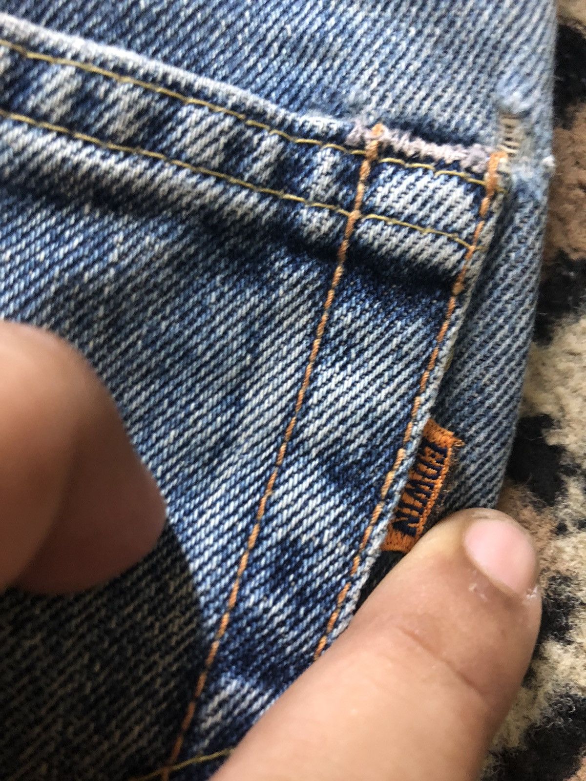 Edwin × Vintage VINTAGE SELVEDGE EDWIN 505x BLUE WASH DISTRESSED DENIM Size US 30 / EU 46 - 12 Thumbnail