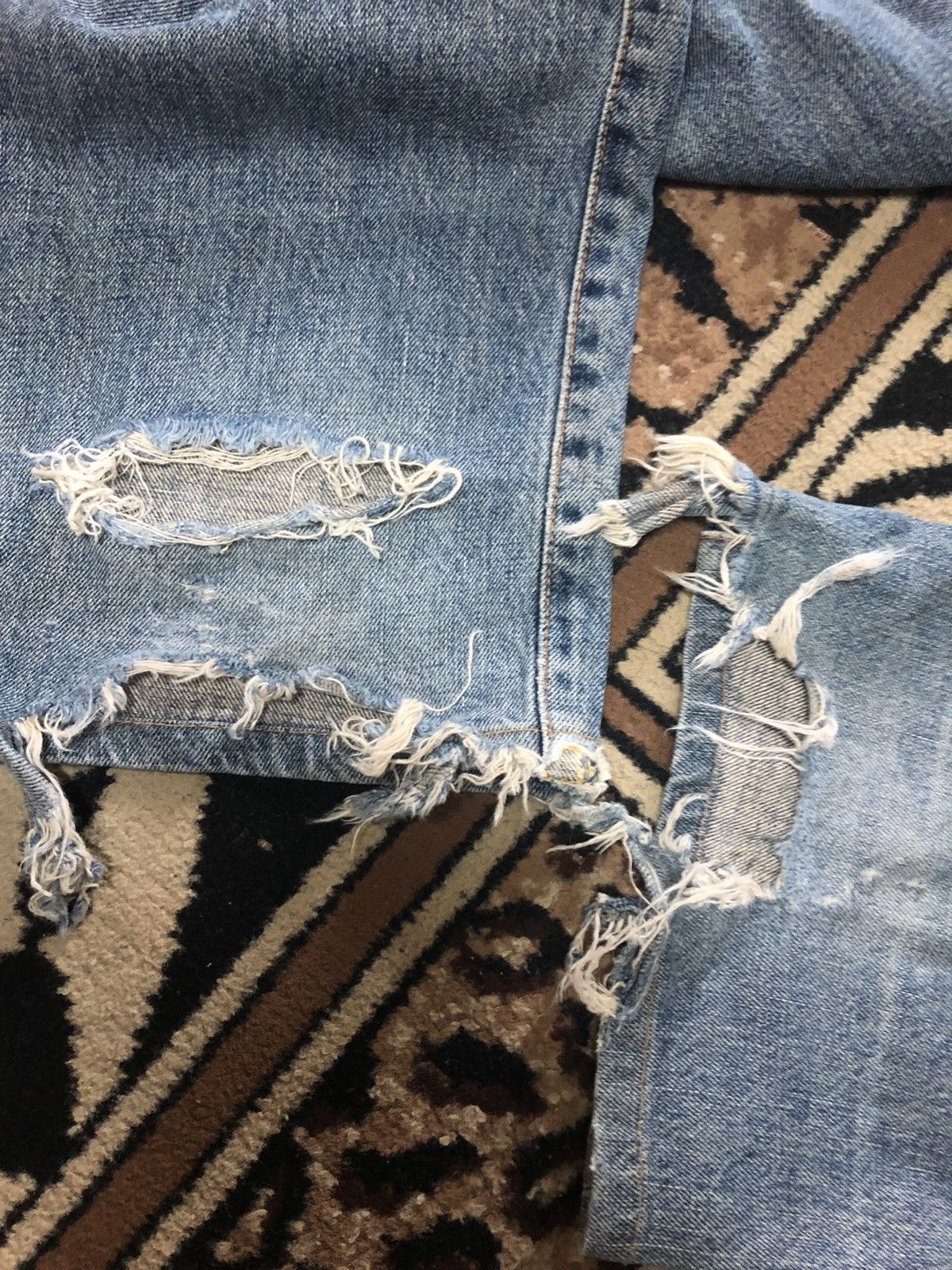 Edwin × Vintage VINTAGE SELVEDGE EDWIN 505x BLUE WASH DISTRESSED DENIM Size US 30 / EU 46 - 9 Thumbnail
