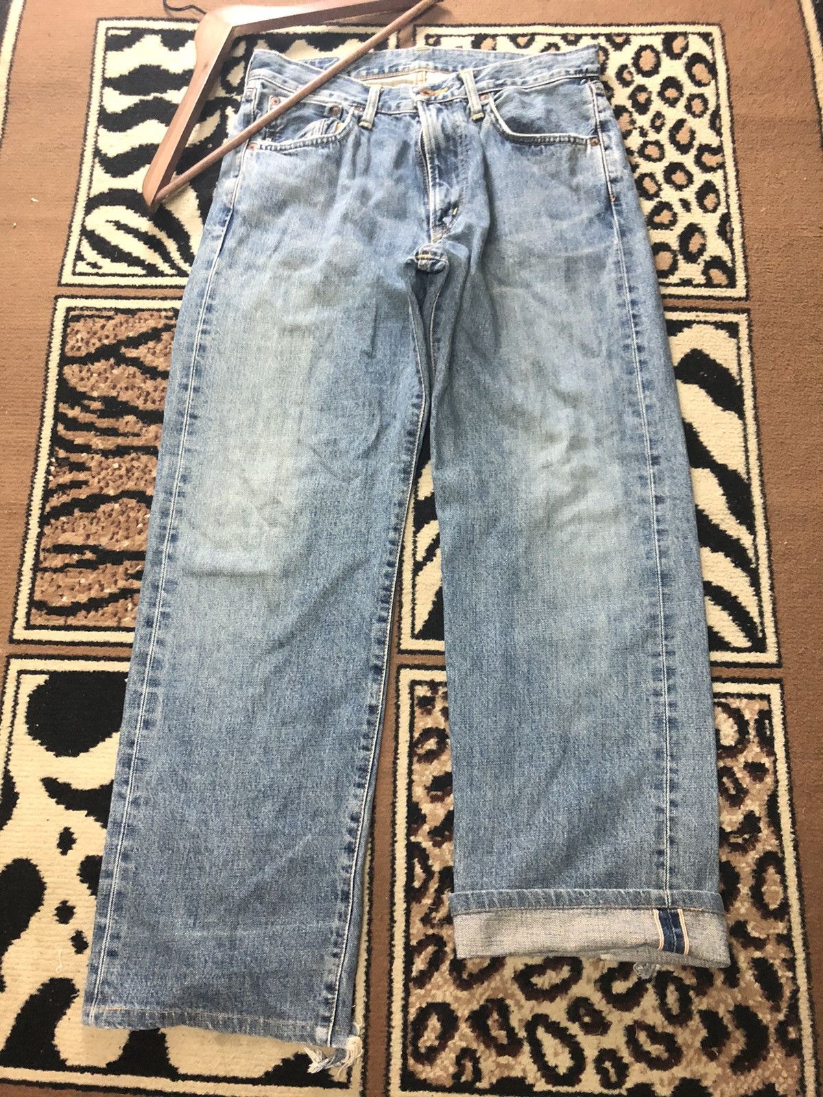 Edwin × Vintage VINTAGE SELVEDGE EDWIN 505x BLUE WASH DISTRESSED DENIM Size US 30 / EU 46 - 1 Thumbnail