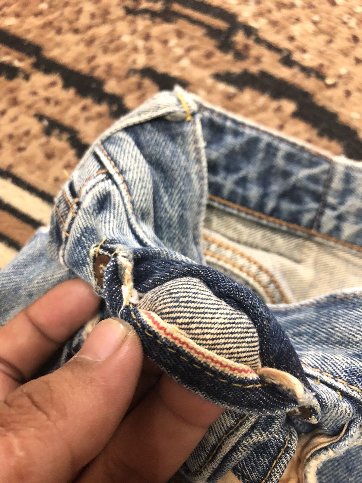 Edwin × Vintage VINTAGE SELVEDGE EDWIN 505x BLUE WASH DISTRESSED DENIM Size US 30 / EU 46 - 4 Thumbnail