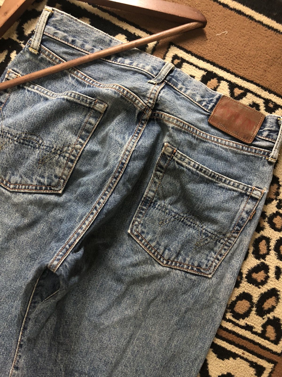 Edwin × Vintage VINTAGE SELVEDGE EDWIN 505x BLUE WASH DISTRESSED DENIM Size US 30 / EU 46 - 11 Thumbnail