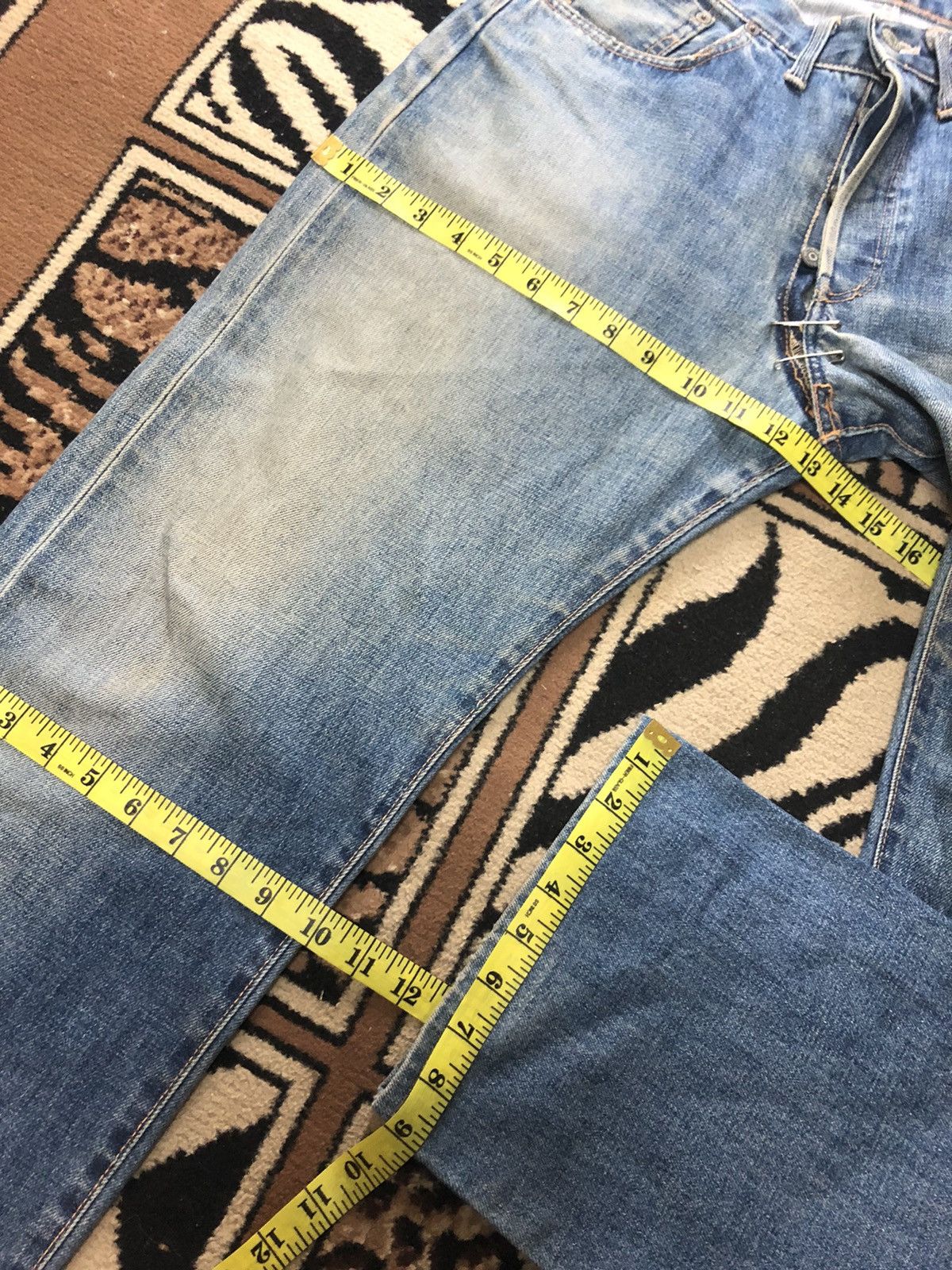 Edwin × Vintage VINTAGE SELVEDGE EDWIN 505sx BLUE WASH DISTRESSED DENIM Size US 32 / EU 48 - 18 Thumbnail