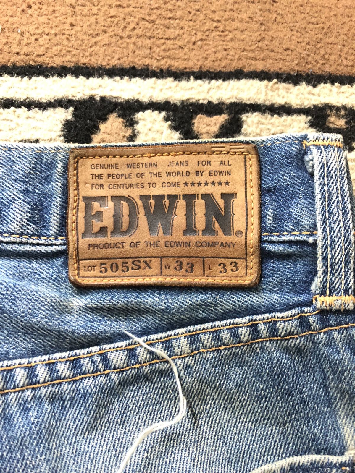 Edwin × Vintage VINTAGE SELVEDGE EDWIN 505sx BLUE WASH DISTRESSED DENIM Size US 32 / EU 48 - 13 Thumbnail