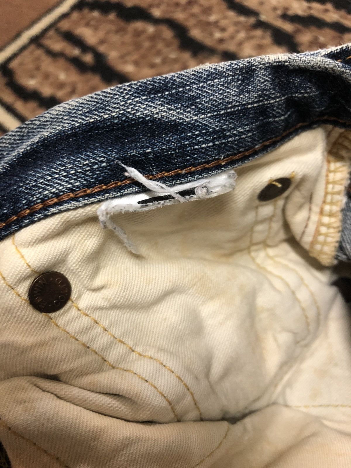 Edwin × Vintage VINTAGE SELVEDGE EDWIN 505zx BLUE WASH DISTRESSED DENIM Size US 33 - 7 Thumbnail