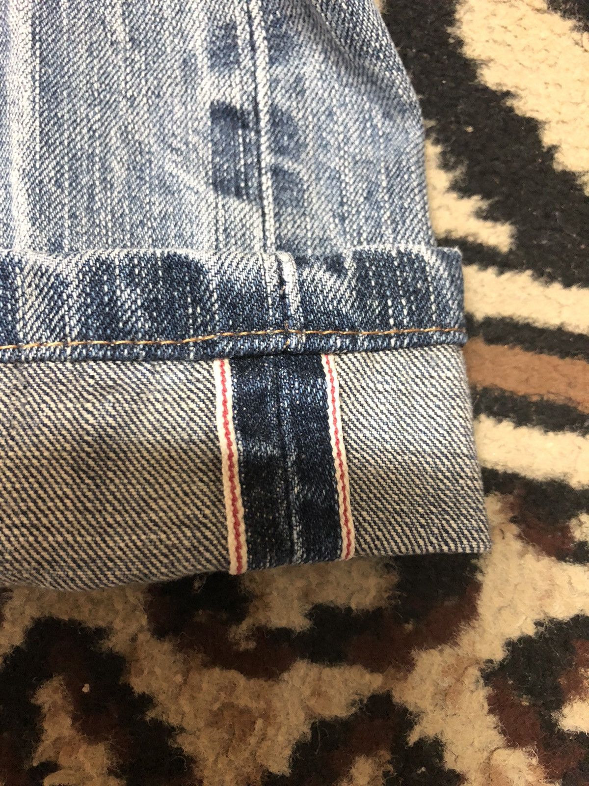 Edwin × Vintage VINTAGE SELVEDGE EDWIN 505zx BLUE WASH DISTRESSED DENIM Size US 33 - 3 Thumbnail