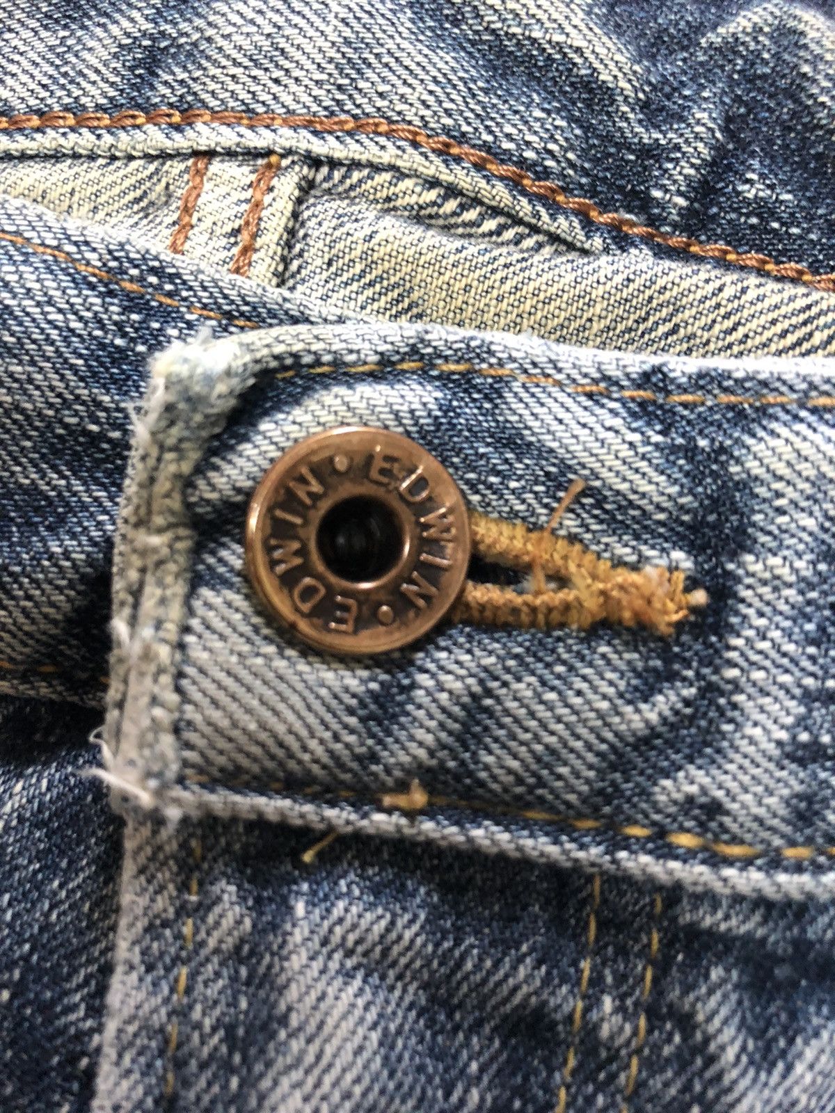 Edwin × Vintage VINTAGE SELVEDGE EDWIN 505zx BLUE WASH DISTRESSED DENIM Size US 33 - 5 Thumbnail